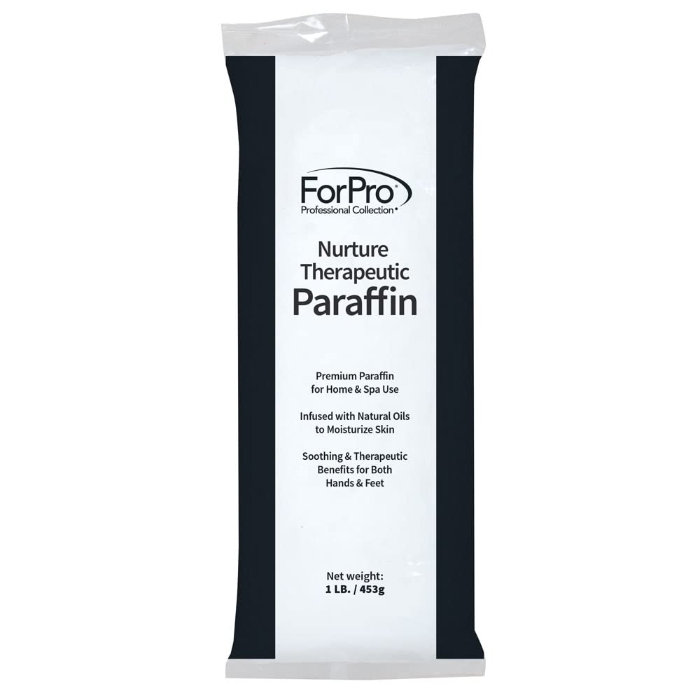 Close up view of the ingredients and product label on the ForPro Nurture therapeutic paraffin package.
