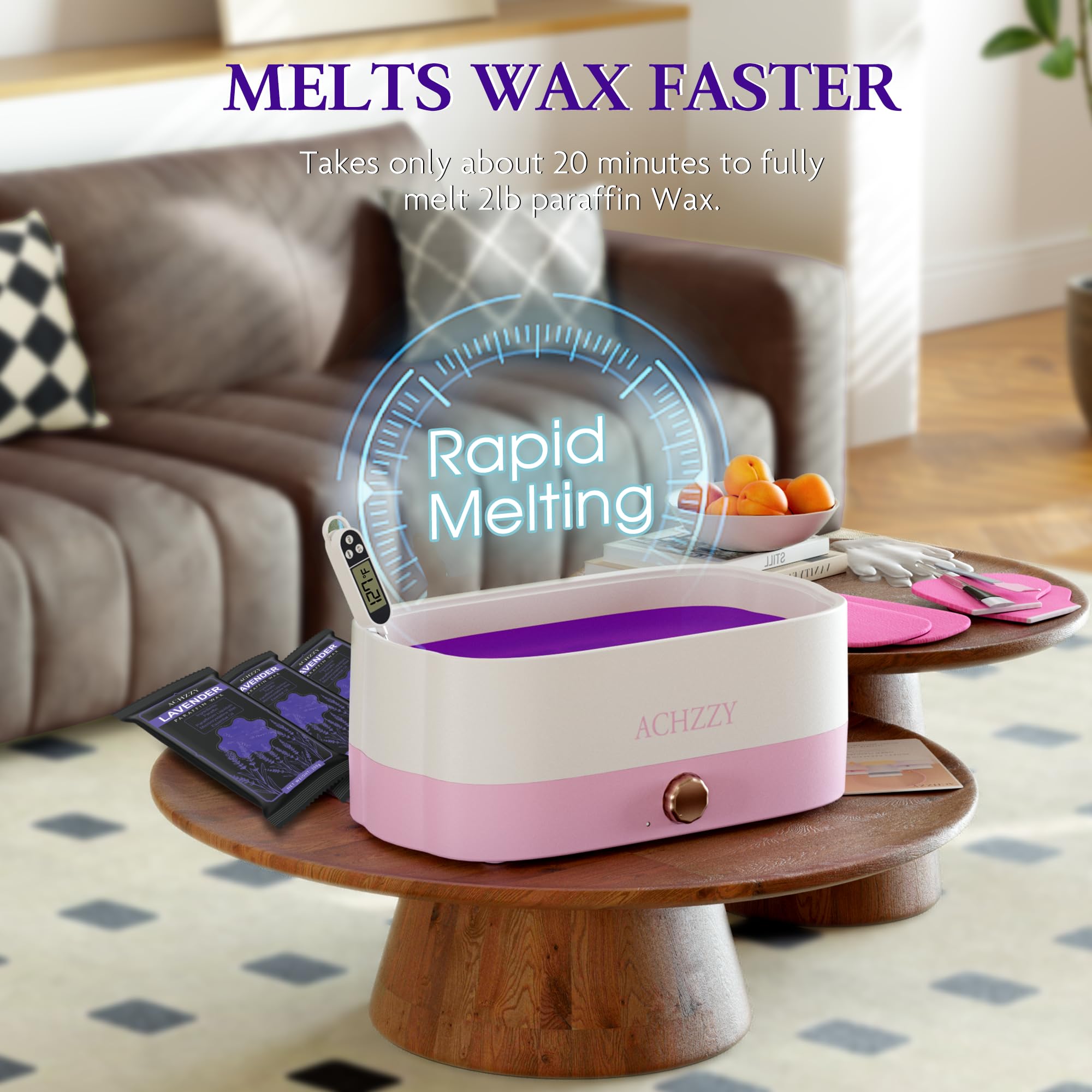 Paraffin wax block being placed inside a melting warmer machine for hand spa