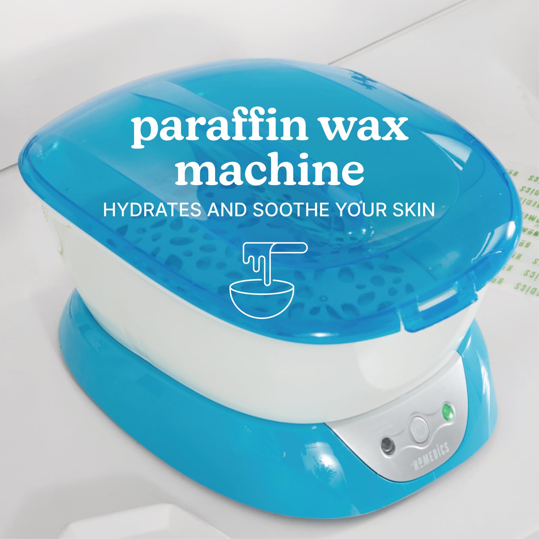 Thermal hot wax therapy machine showing ready light indicator and locking lid