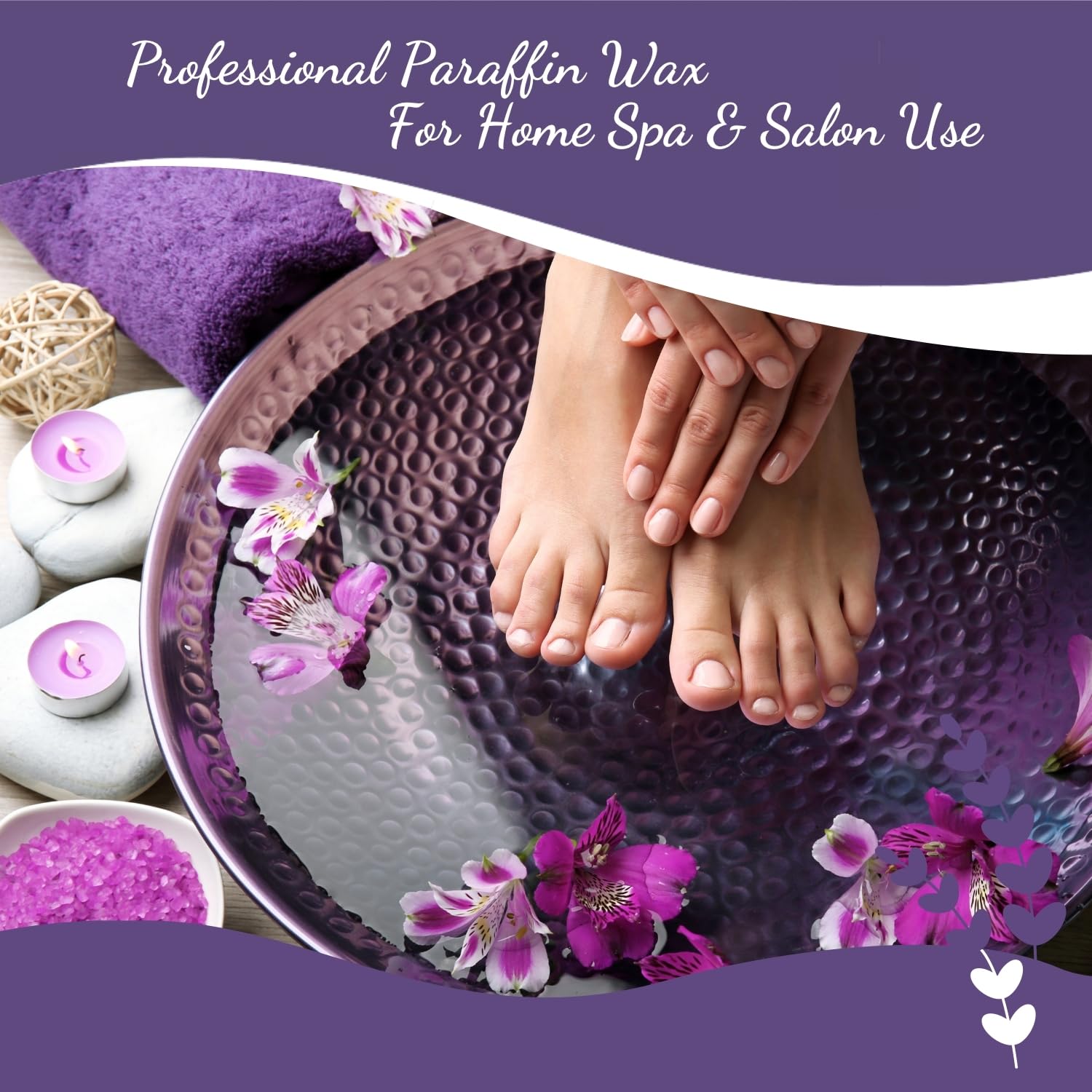 Six blocks of My Skin WAX lavender paraffin refills highlighting five pounds weight