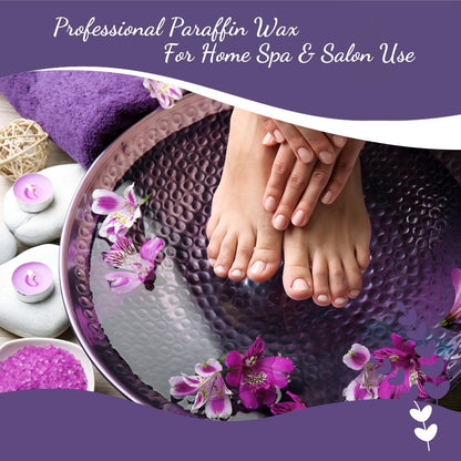 Six blocks of My Skin WAX lavender paraffin refills highlighting five pounds weight
