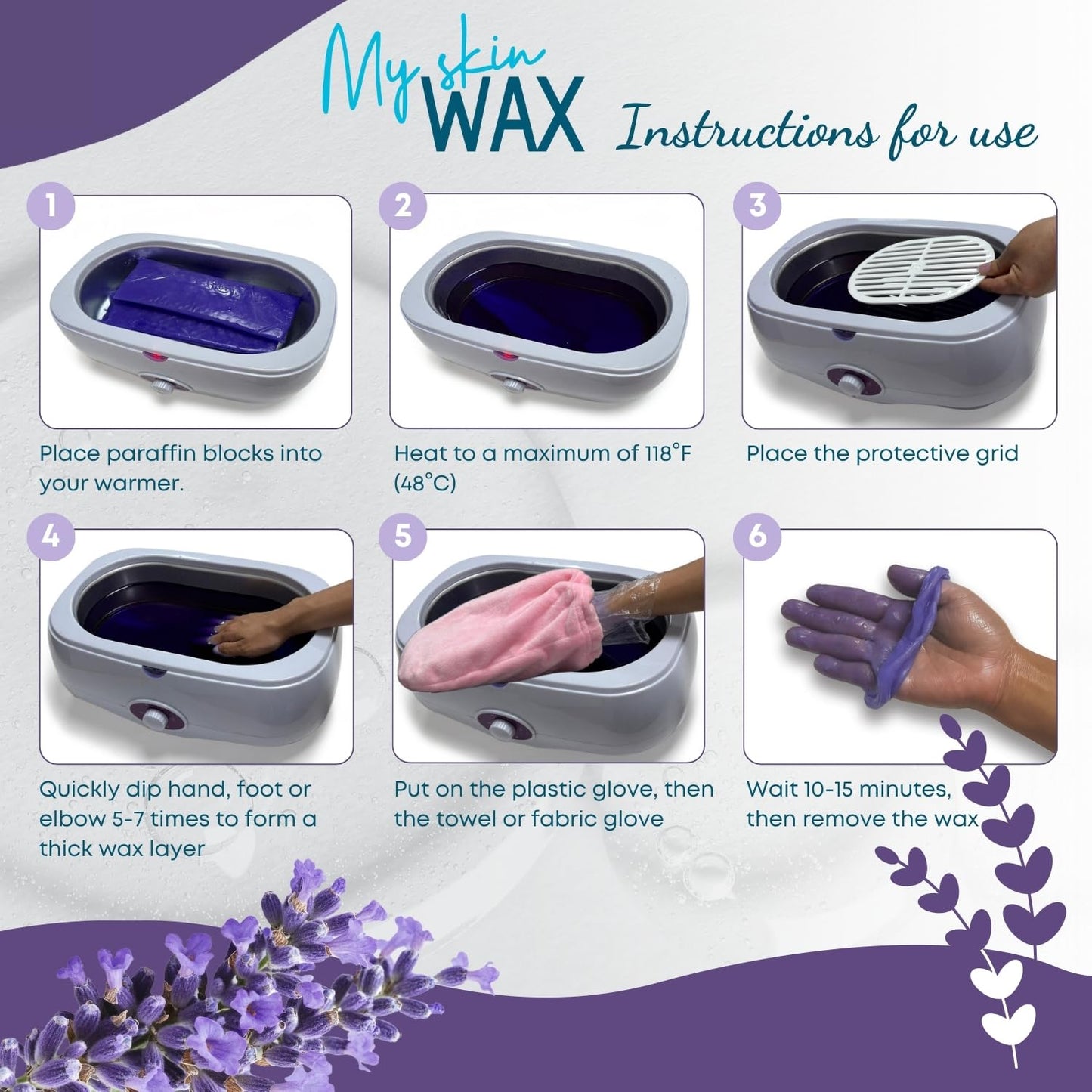 Professional pedicure setup using moisturizing lavender paraffin wax refills