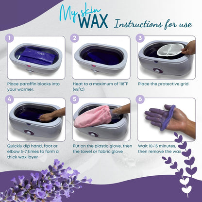 Professional pedicure setup using moisturizing lavender paraffin wax refills