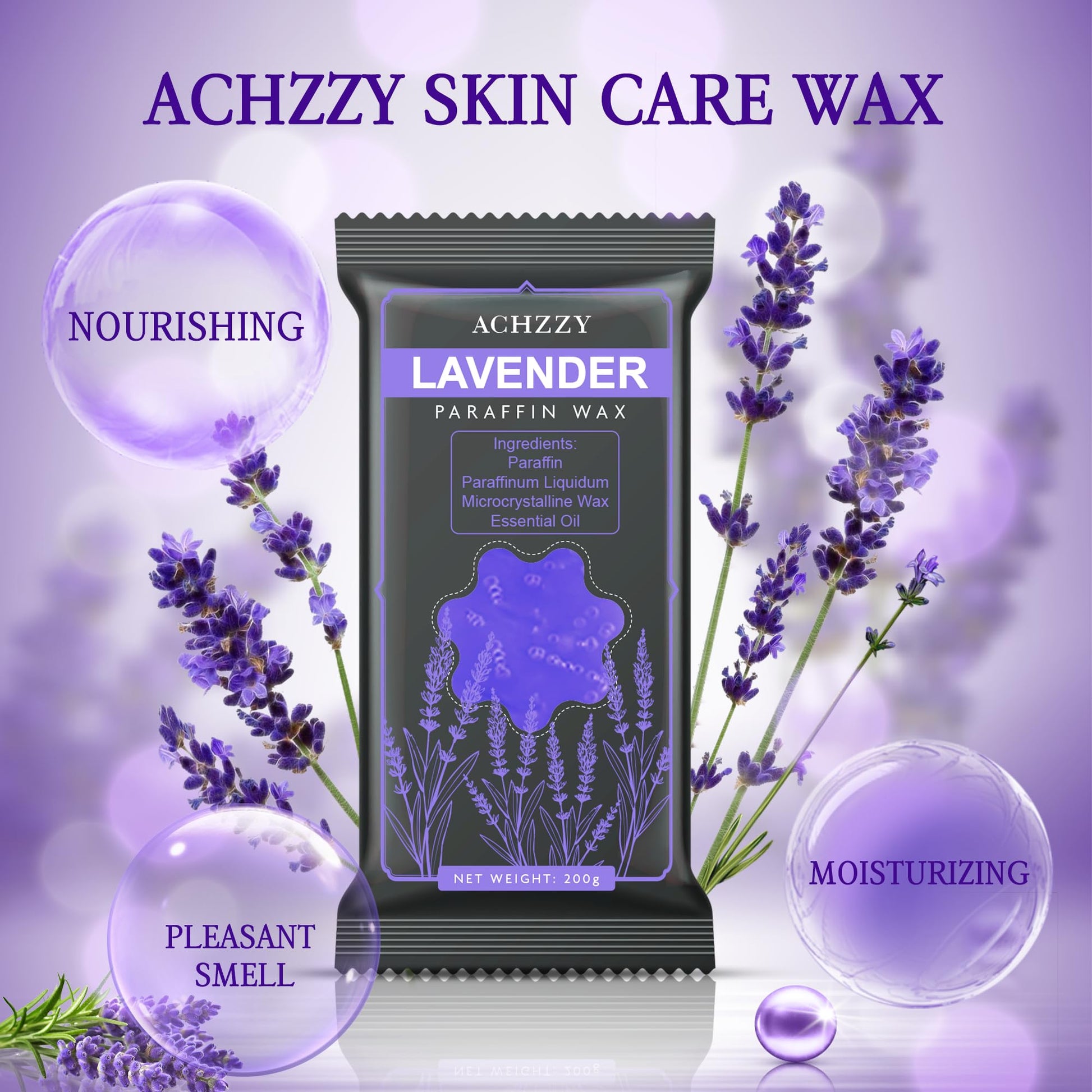 Achzzy lavender scented paraffin wax blocks being placed in a heated bath machine