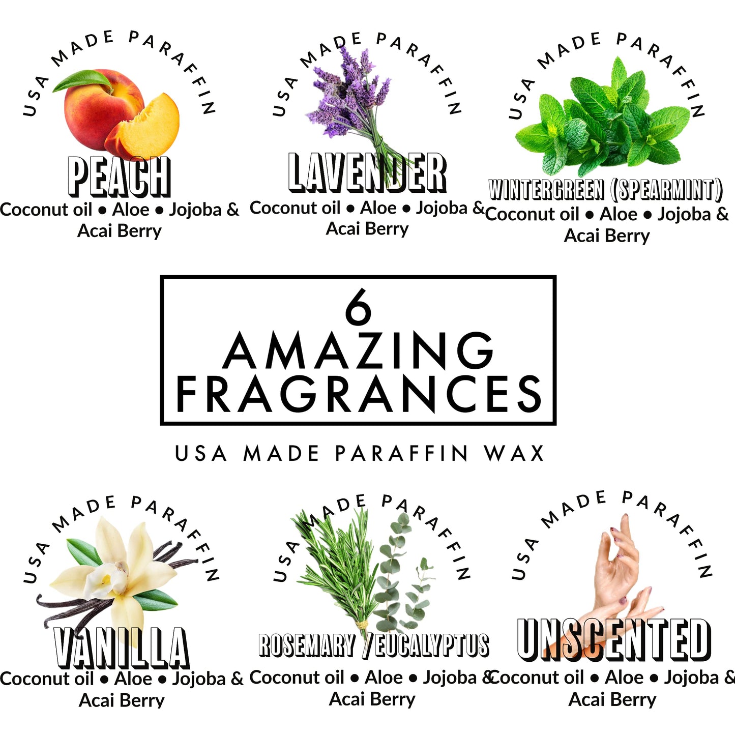 Side view of the FDA grade USA imported paraffin wax packaging showing product details