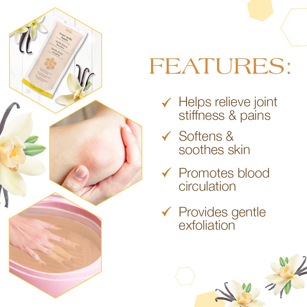 GiGi Sweet Vanilla Paraffin Wax blocks melting smoothly inside a professional spa bath machine.