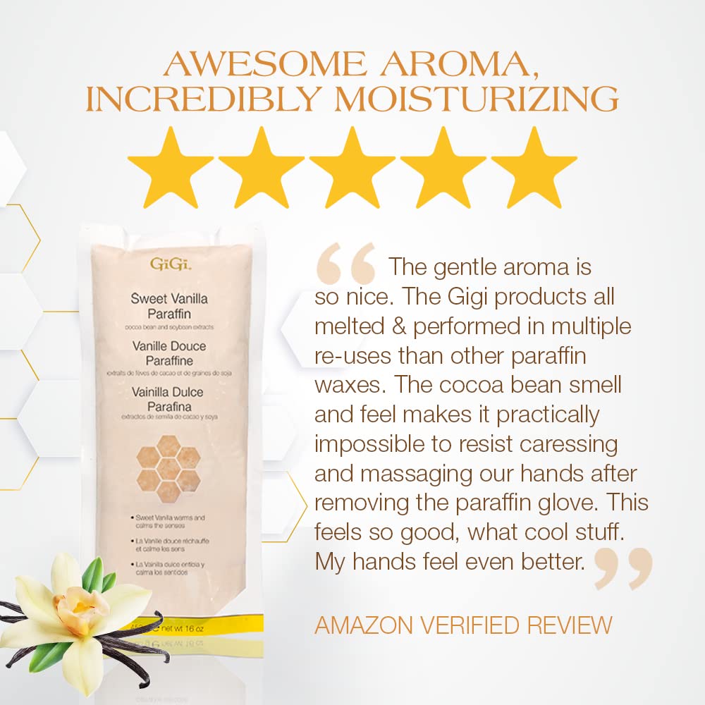 Moisturizing therapy application of GiGi vanilla wax onto a dry hand for arthritis pain relief.