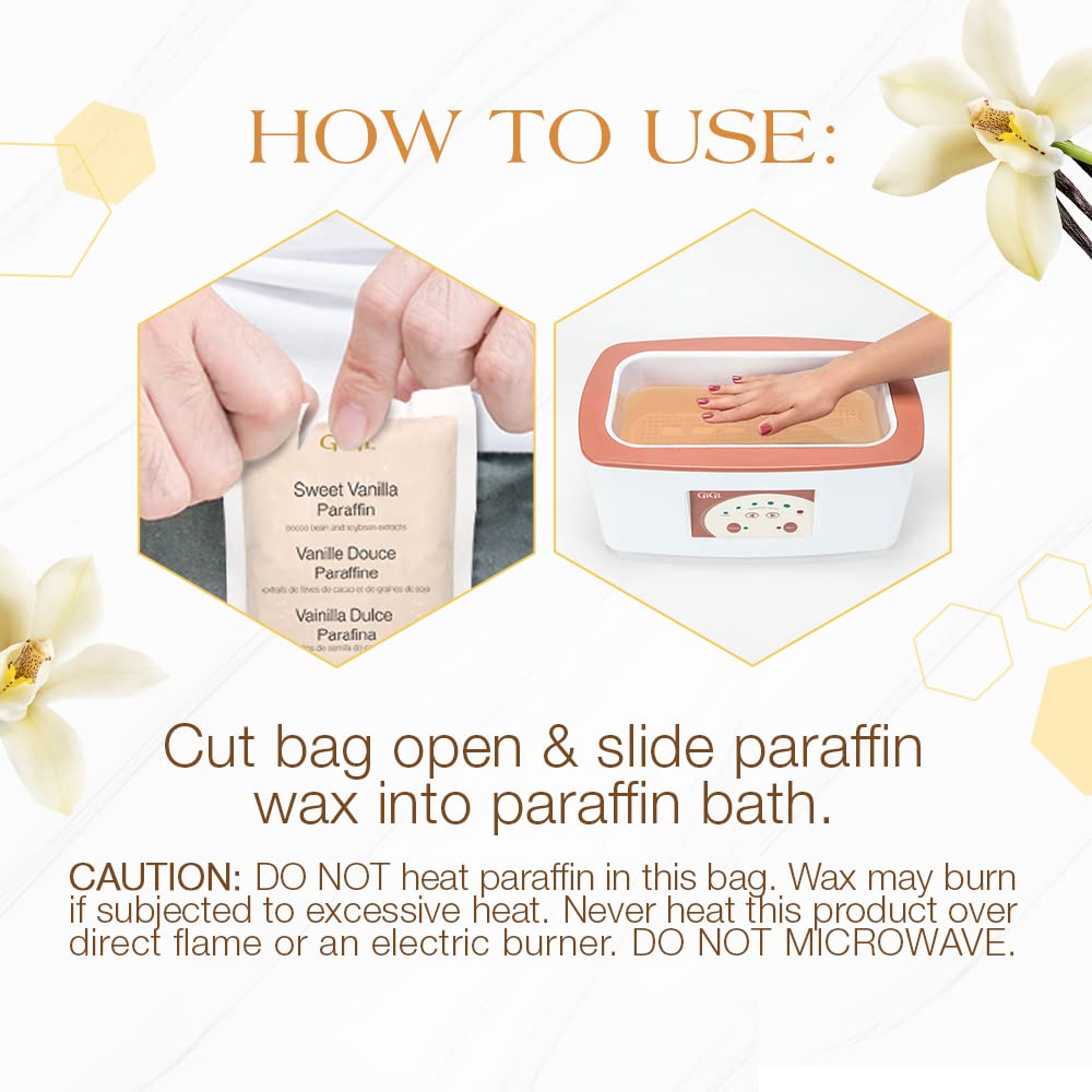 Premium 16 Ounce GiGi vanilla wax refill packaging demonstrating authentic seal and texture.
