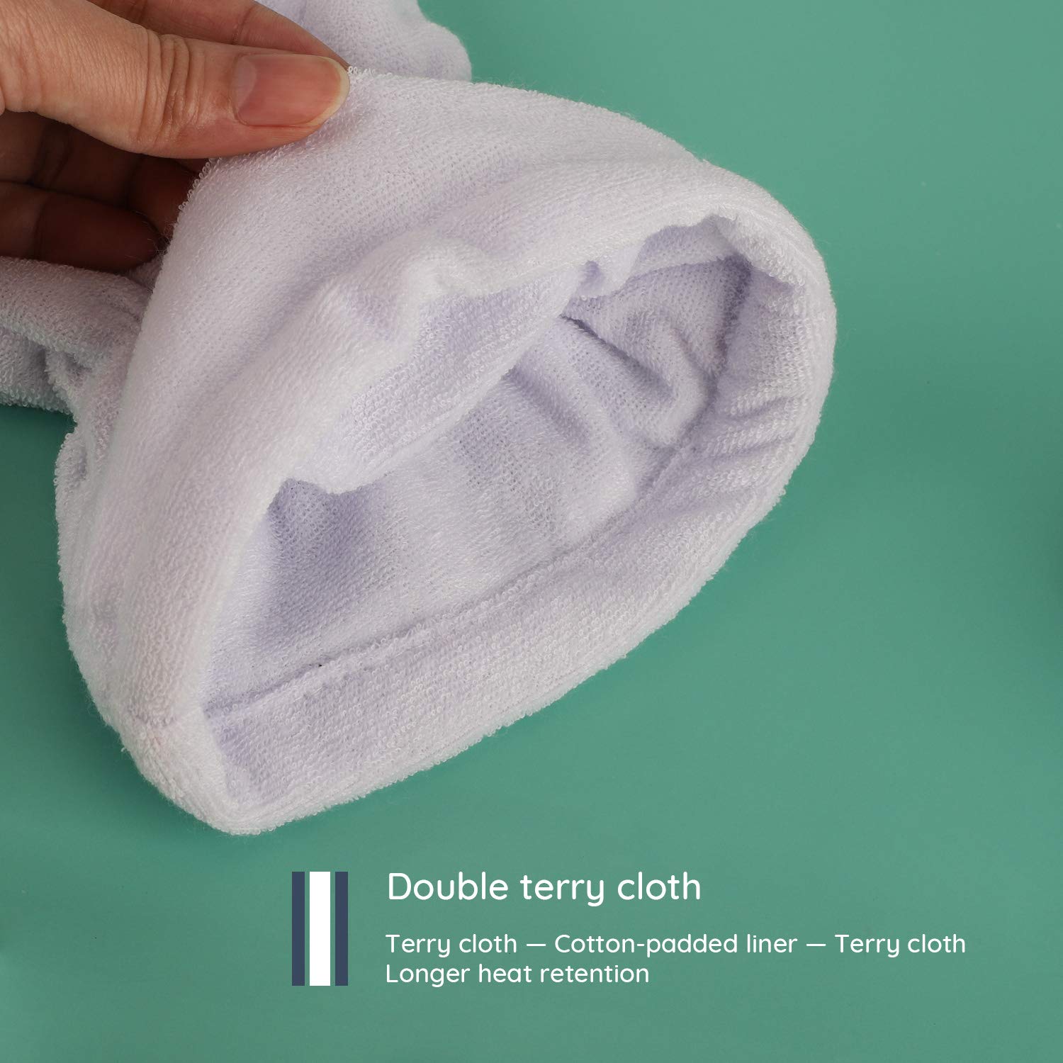 Thick double layered terry cloth material texture on Segbeauty spa mittens