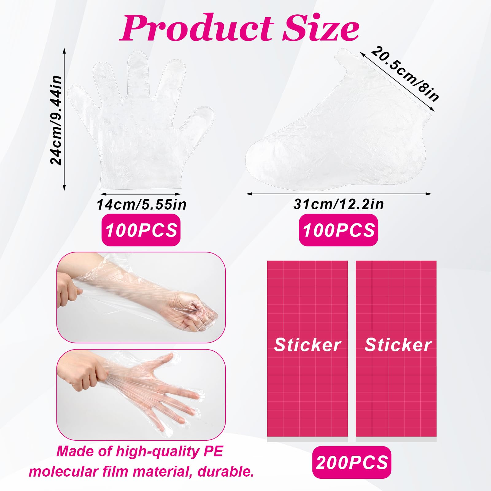 Disposable plastic hand and foot bags for paraffin wax bath therapy