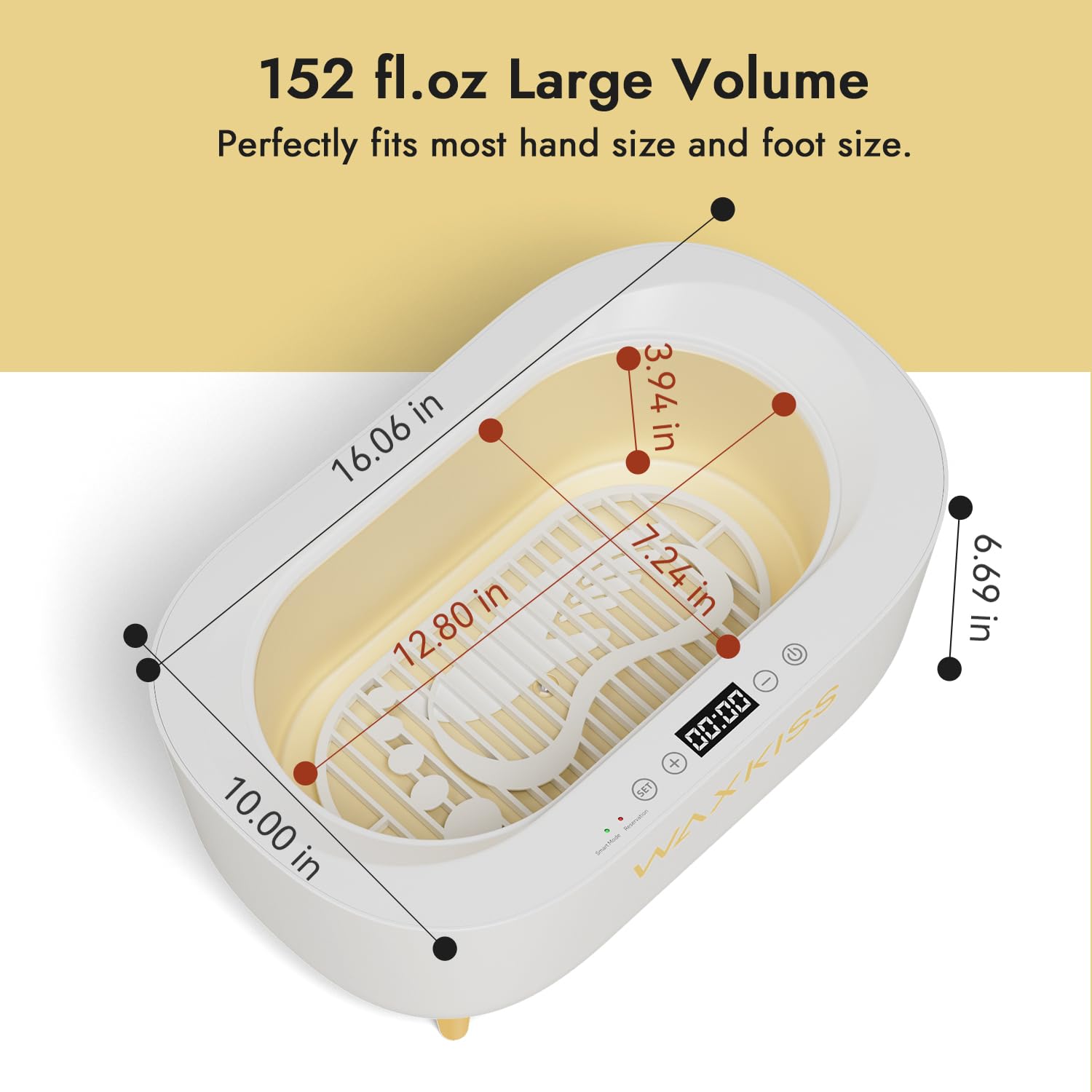 Open view of the four thousand five hundred milliliters capacity paraffin bath tank showing ample space.