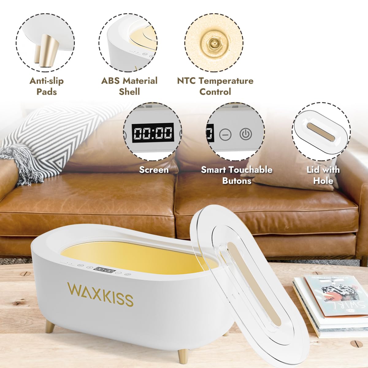 Side profile of the durable housing design of the digital paraffin wax warmer device.