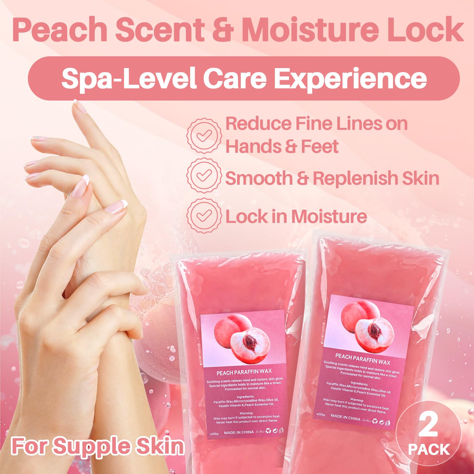 Pink paraffin wax blocks for hand and foot spa deep moisturizing treatment