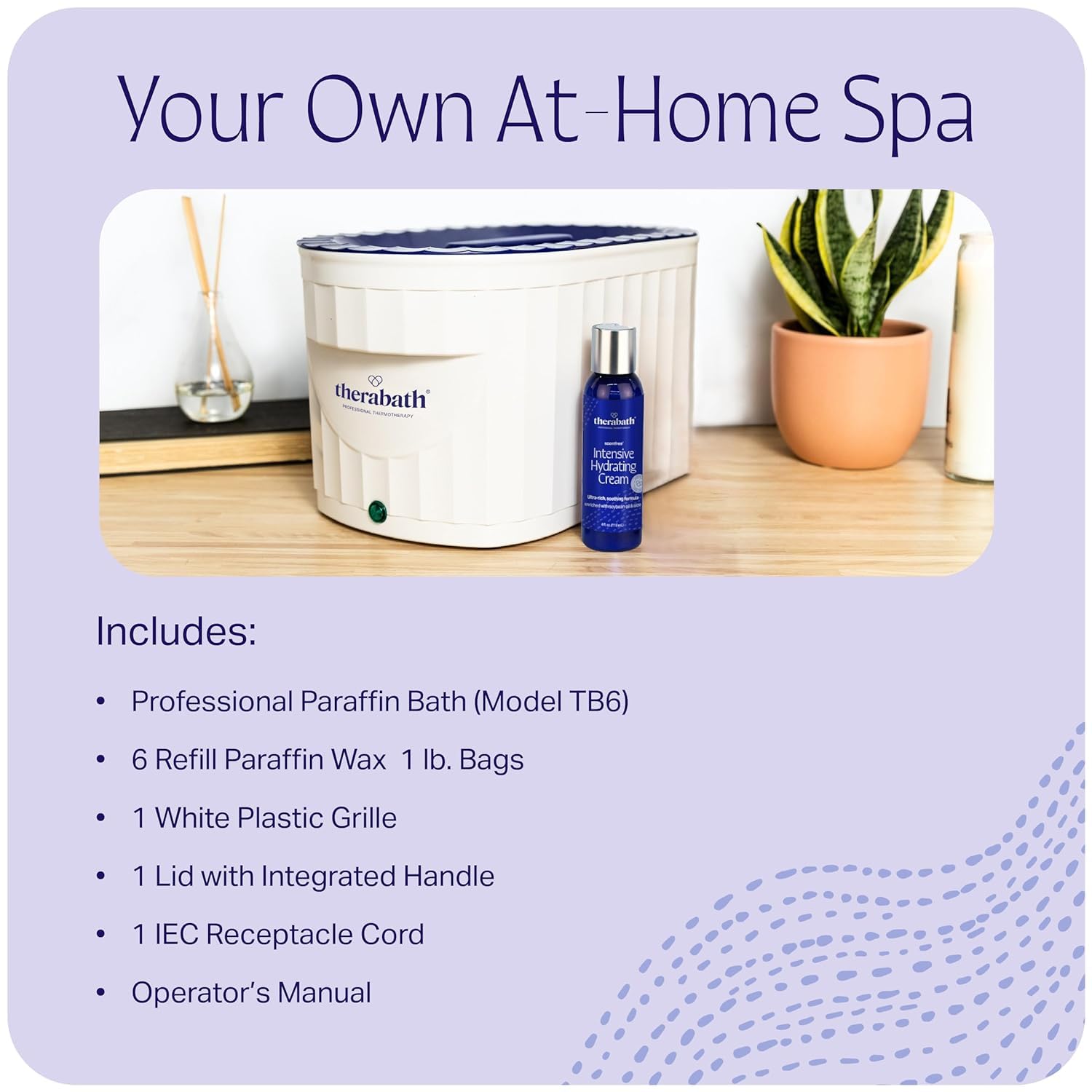 Scentfree paraffin wax blocks next to the premium medical grade bath