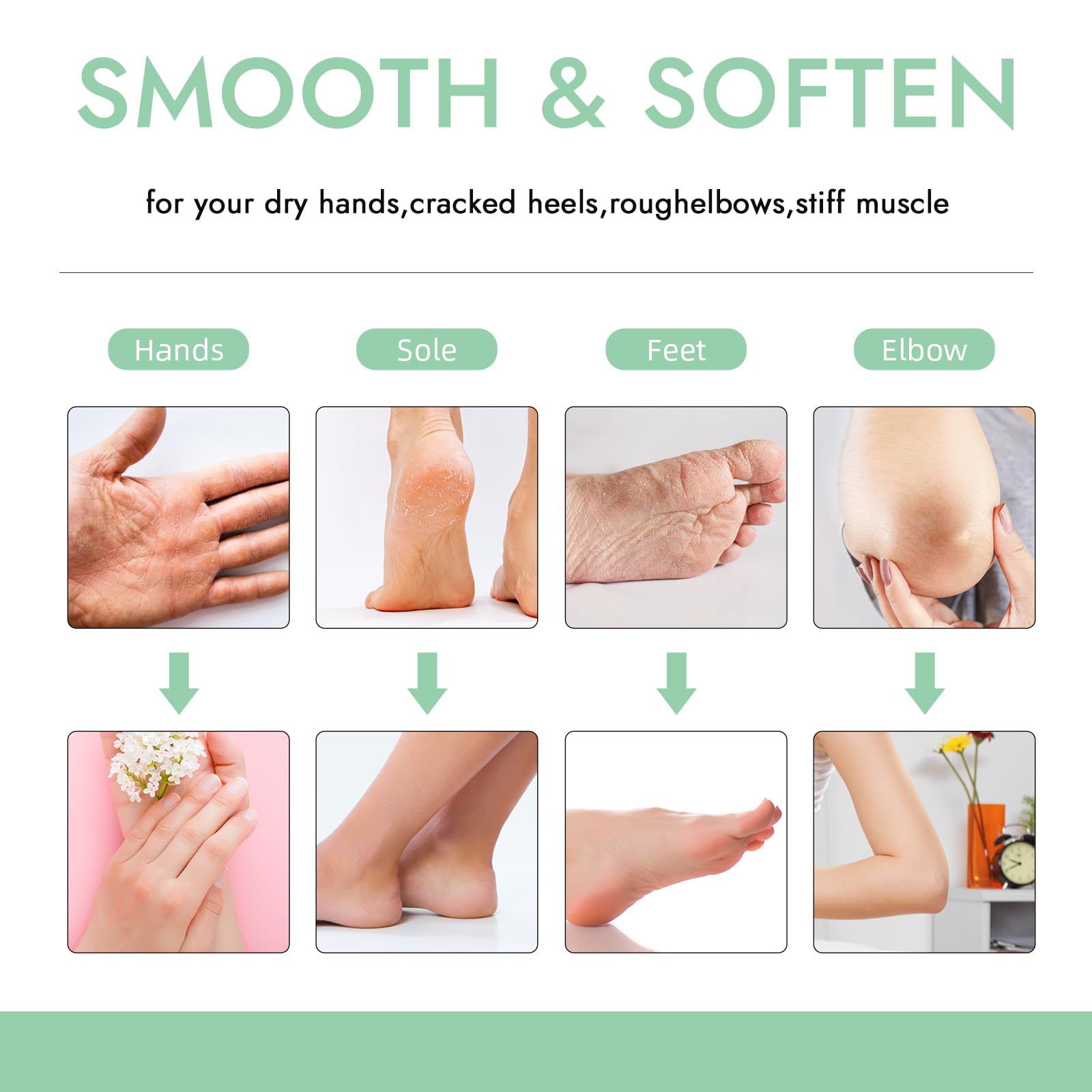 Deep hydrating heat therapy application using wewax colorless paraffin wax on dry heels and feet