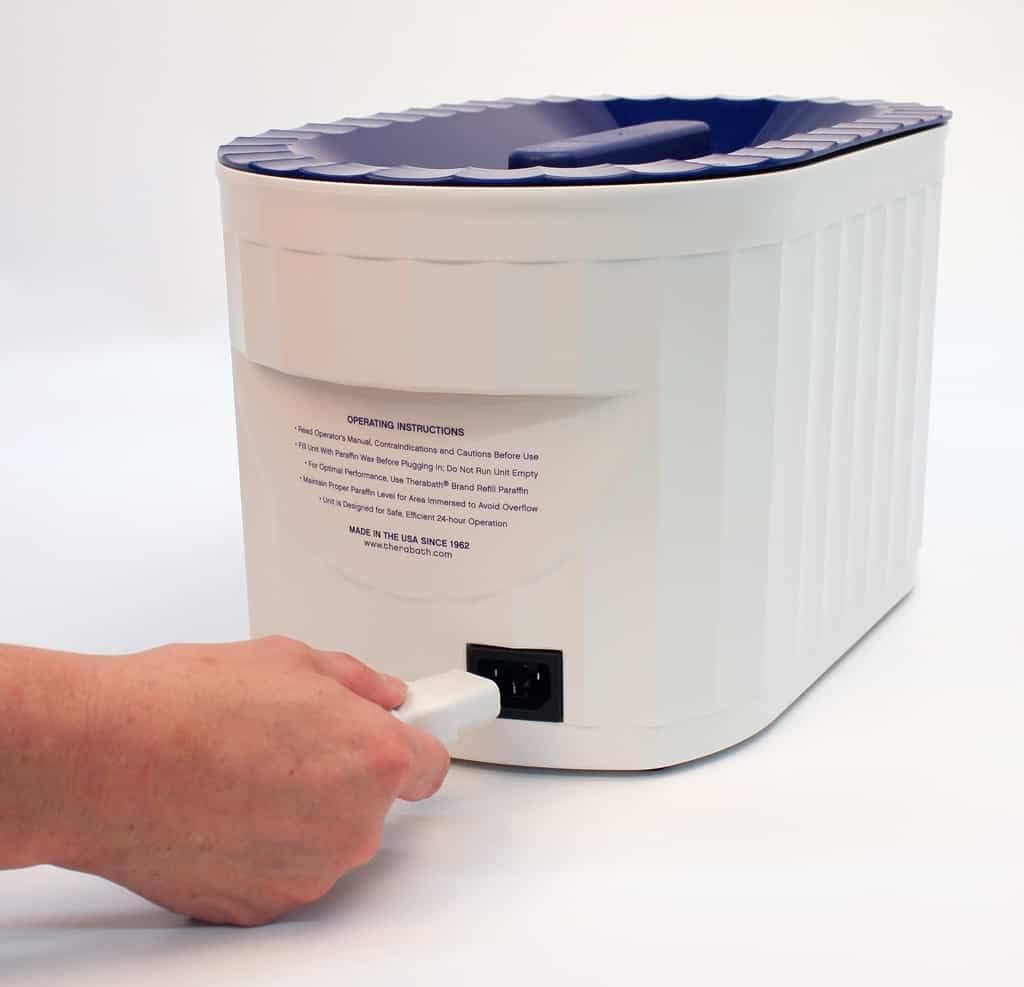 Anodized aluminum tank inside the Therabath professional arthritis treatment unit