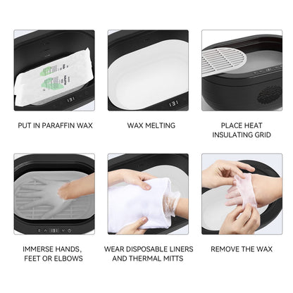 Pliable glove like removal of wewax paraffin treatment from hand showing smooth radiant skin texture