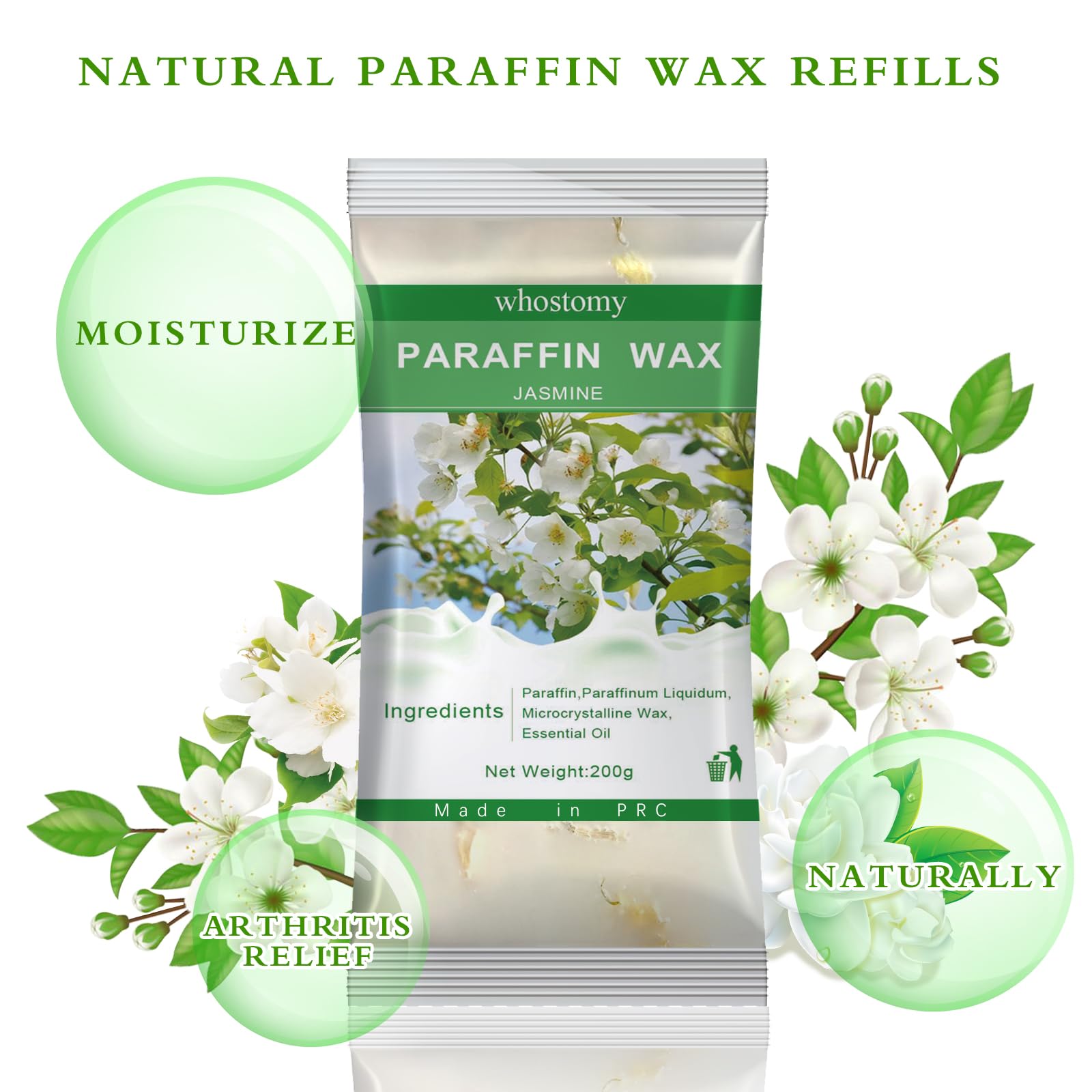 Whostomy hot melt paraffin wax blocks for hands and feet with dried jasmine flowers