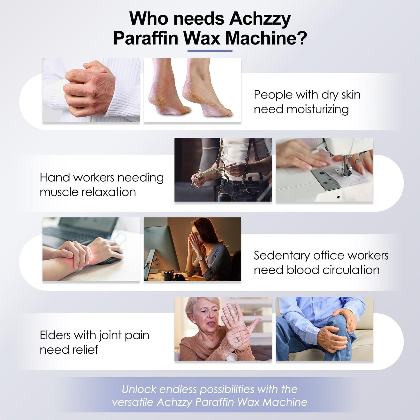 Full product kit of the Achzzy paraffin wax warmer showcasing secure lid and premium build