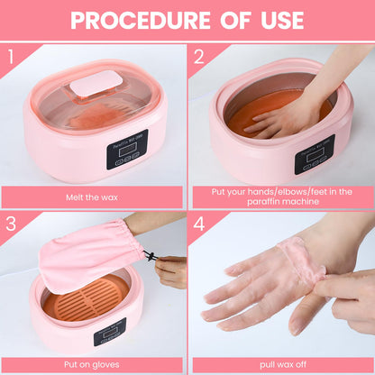 Ananelleo paraffin hand wax heater kit showcasing the six pieces of included bath wax blocks