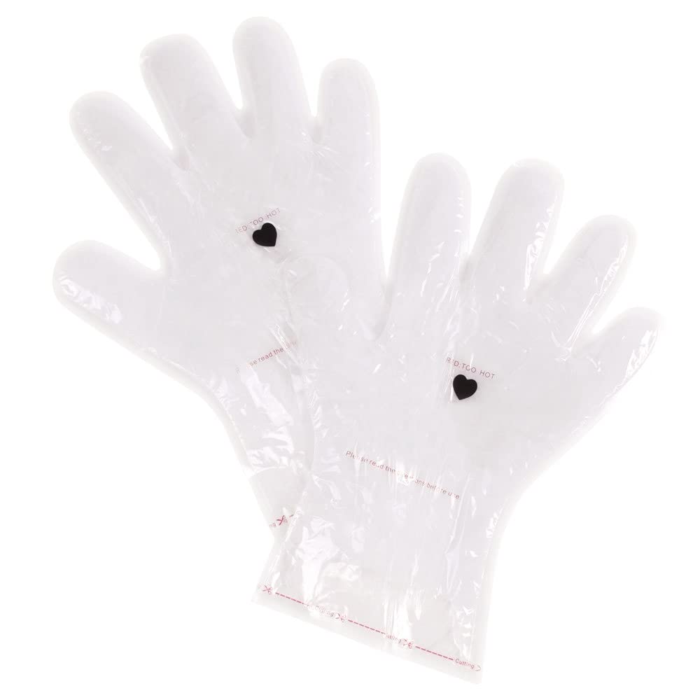 Close up view of the thermochromic temperature identification label on the paraffin wax mitt.