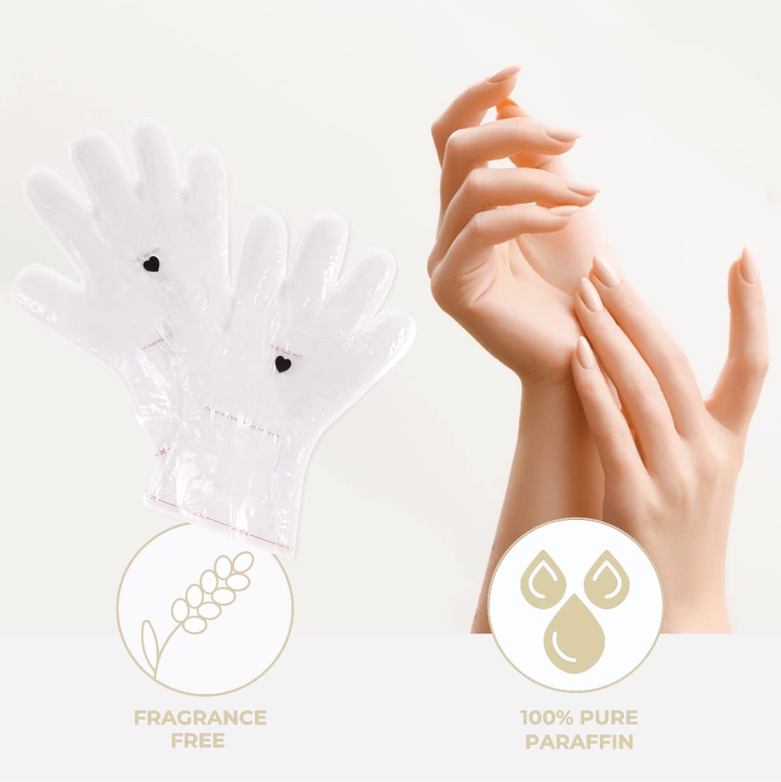 The unscented paraffin spa gloves showing the inner lining filled with pure paraffin wax and jojoba oil.