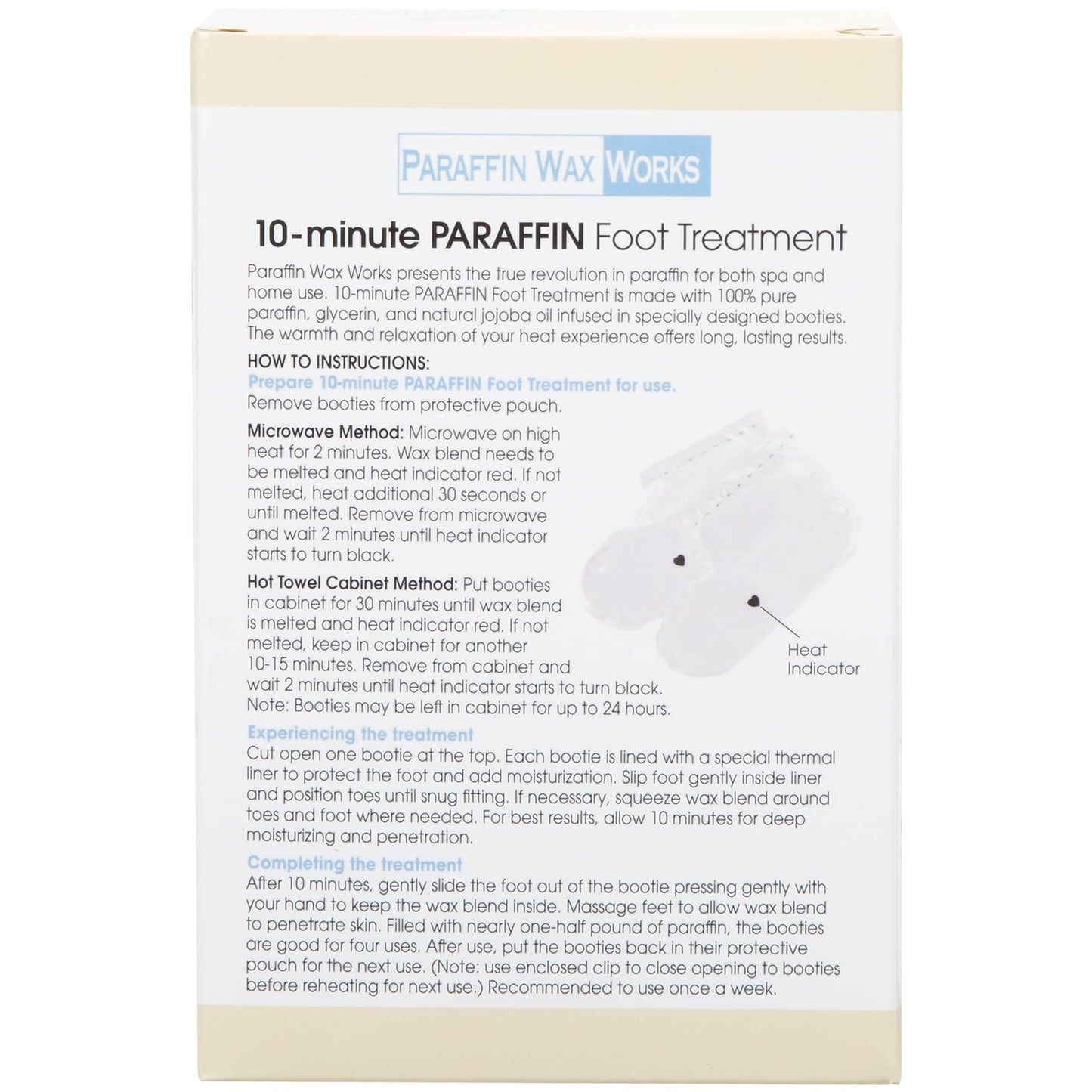 Fragrance-free paraffin wax booties for intense dry heel moisturization