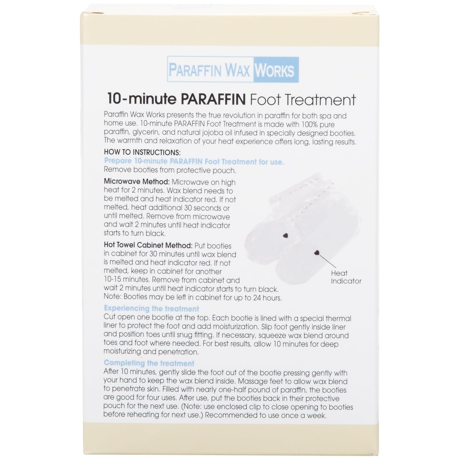 Fragrance-free paraffin wax booties for intense dry heel moisturization