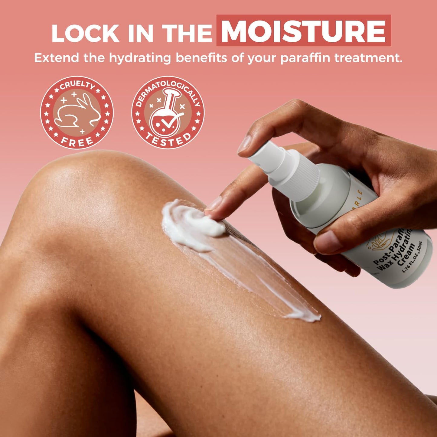 Peeling away the smooth rose paraffin wax layer from a hand after a thermal moisturizing treatment.