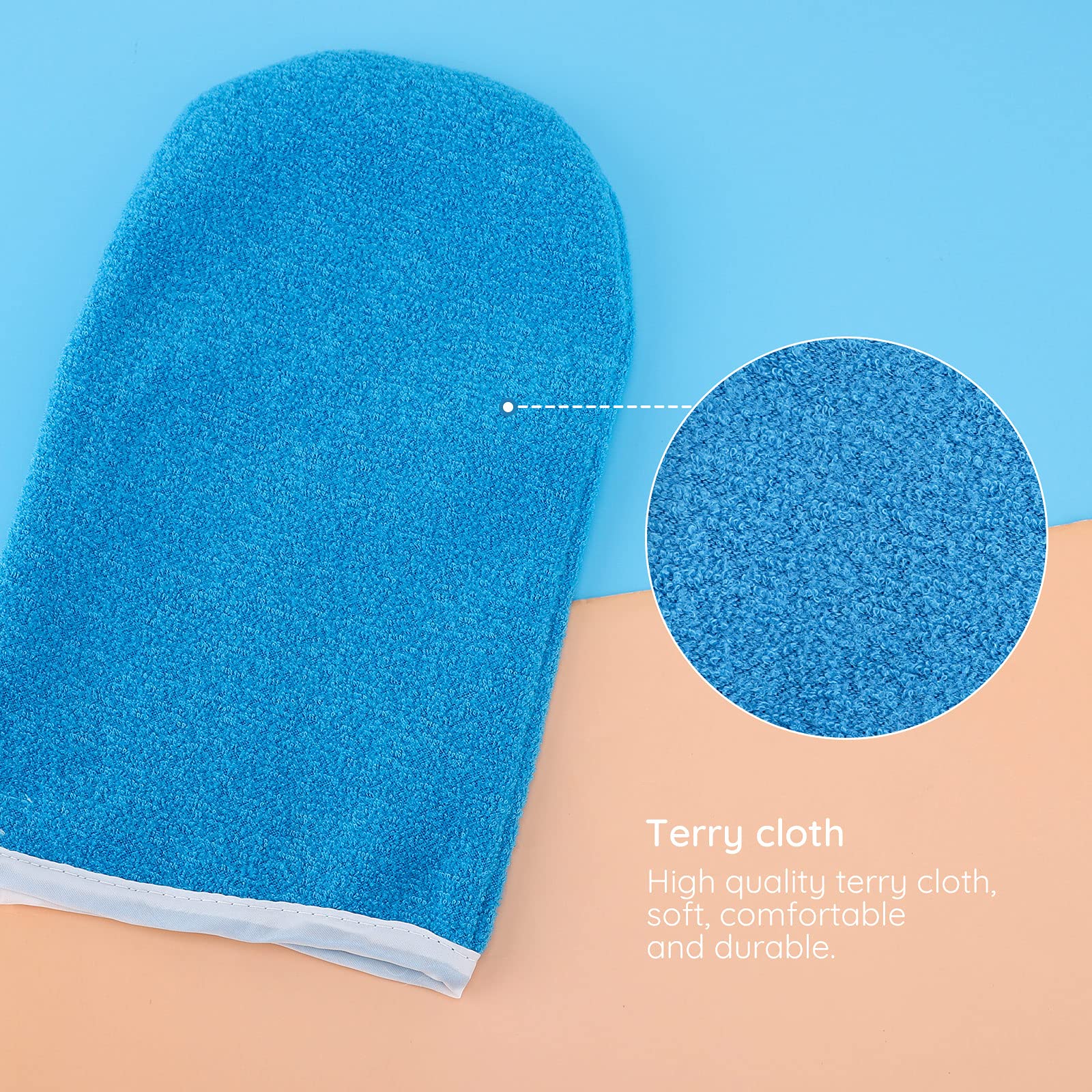 Blue terry cloth paraffin wax socks with elastic opening