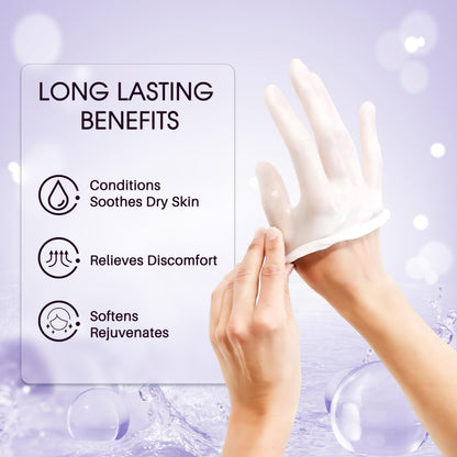 Paraffin bath treatment being applied to dry cracked heels for intense moisturizing and skin softening.