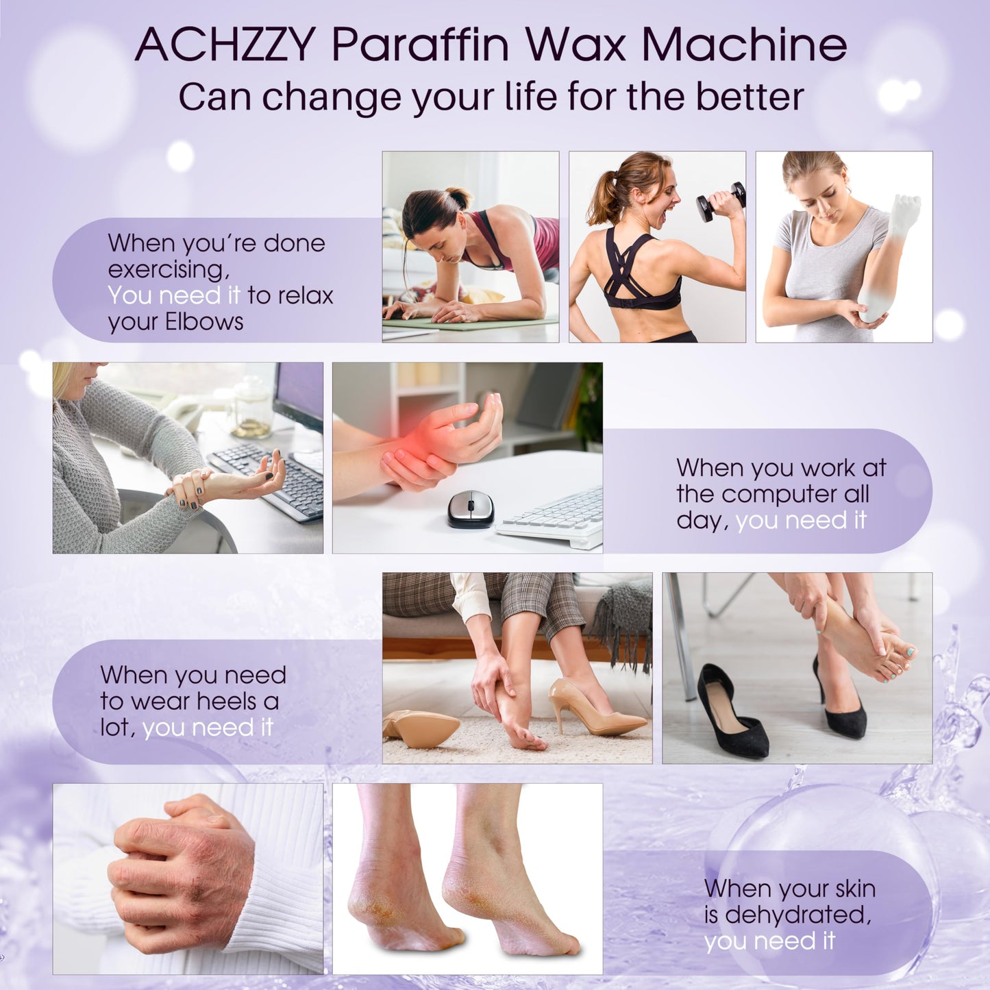 Side view of Achzzy paraffin wax block detailing the safety and ingredient information label clearly.