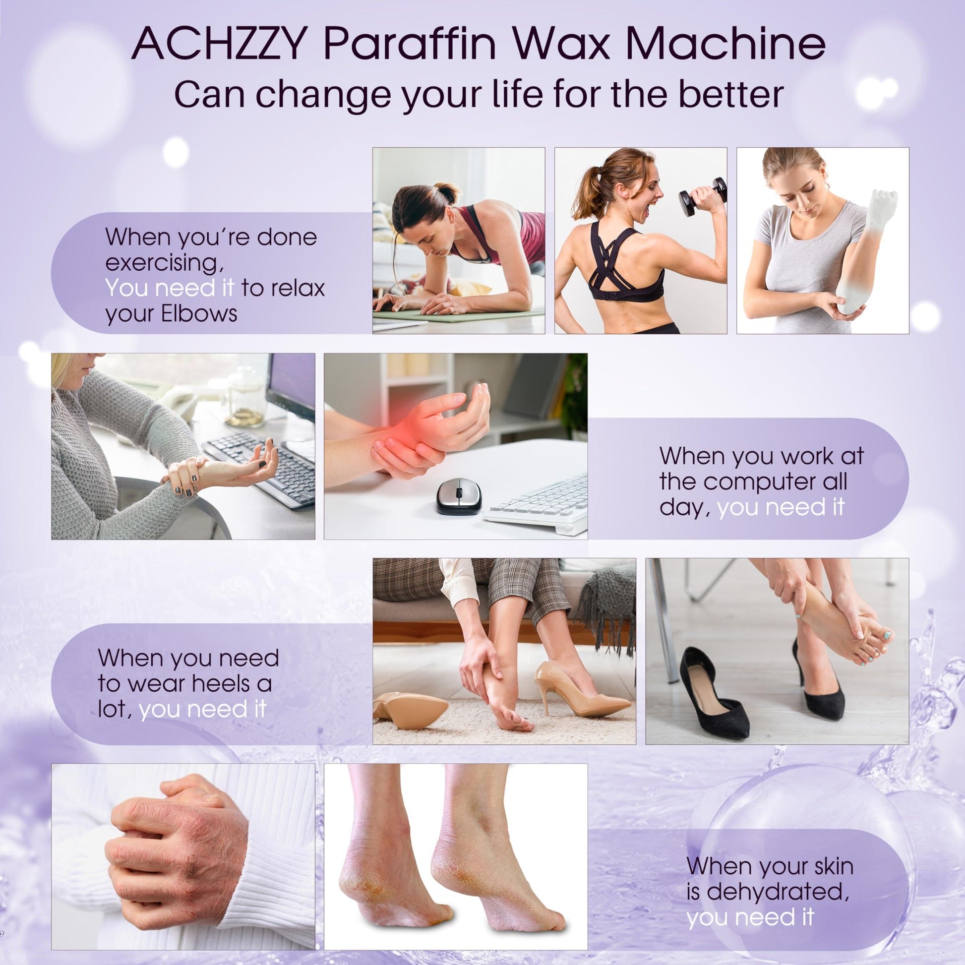 Side view of Achzzy paraffin wax block detailing the safety and ingredient information label clearly.