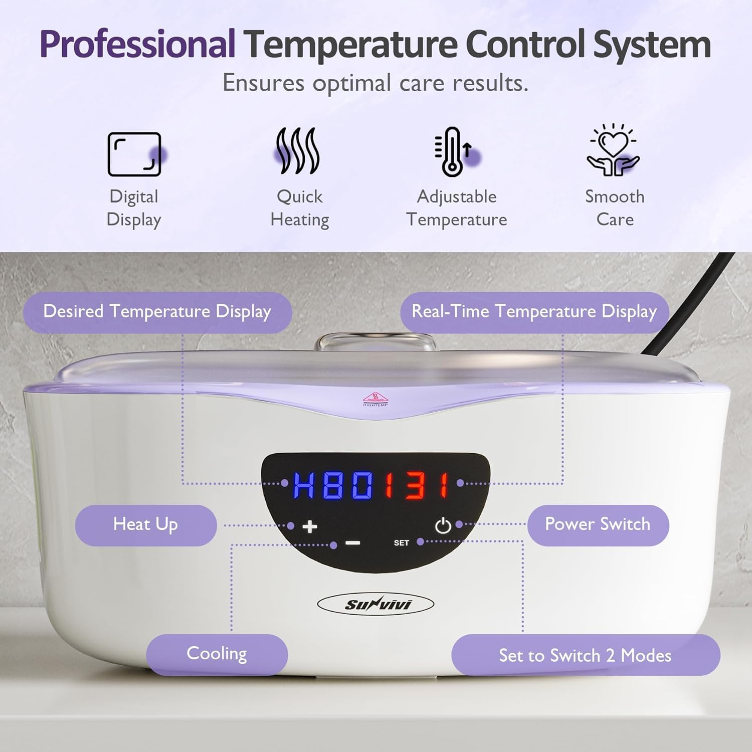 Sunvivi arthritis relief wax warmer showing premium black exterior design