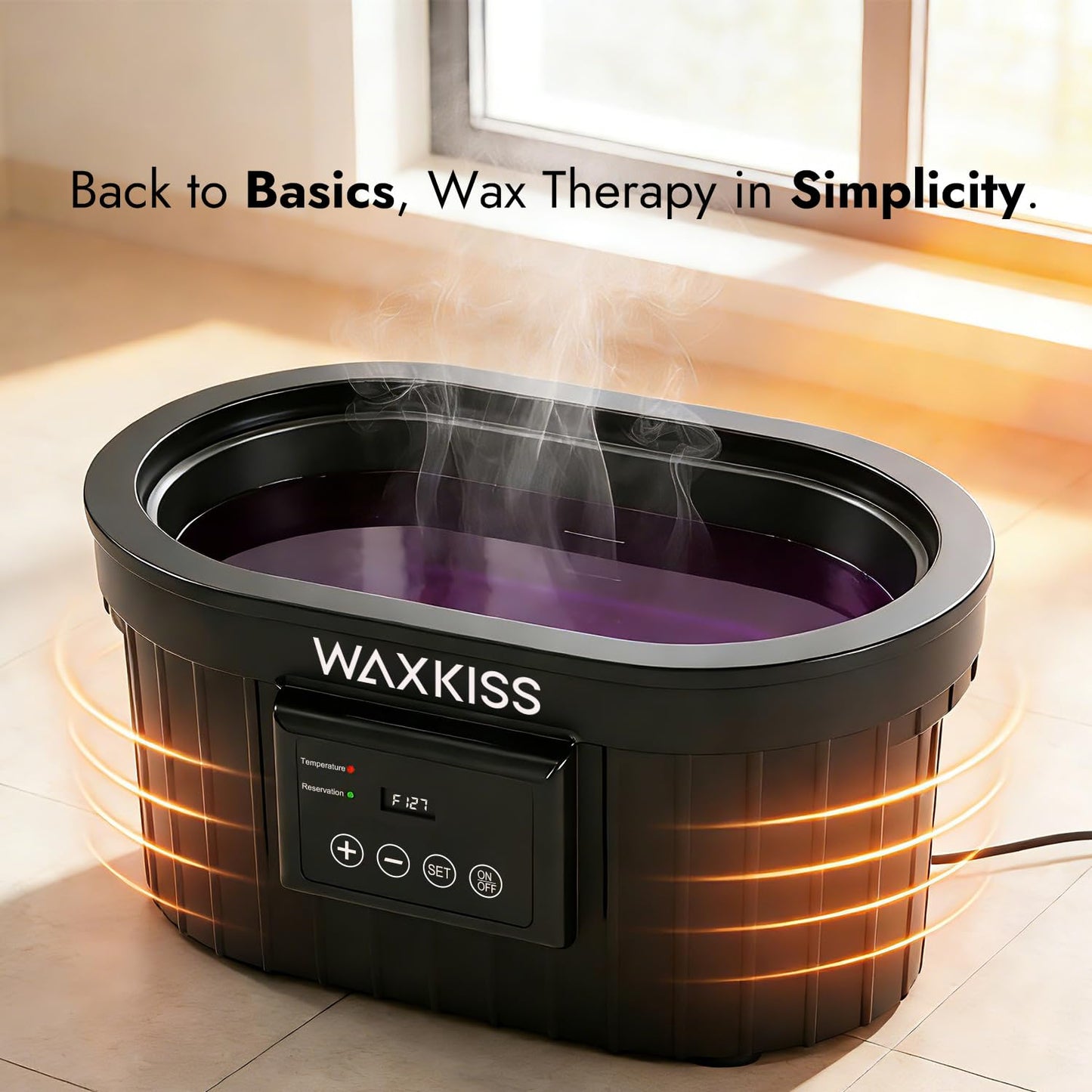 Waxkiss hand and foot wax heater kit layout detailing the complete collection of professional spa accessories.