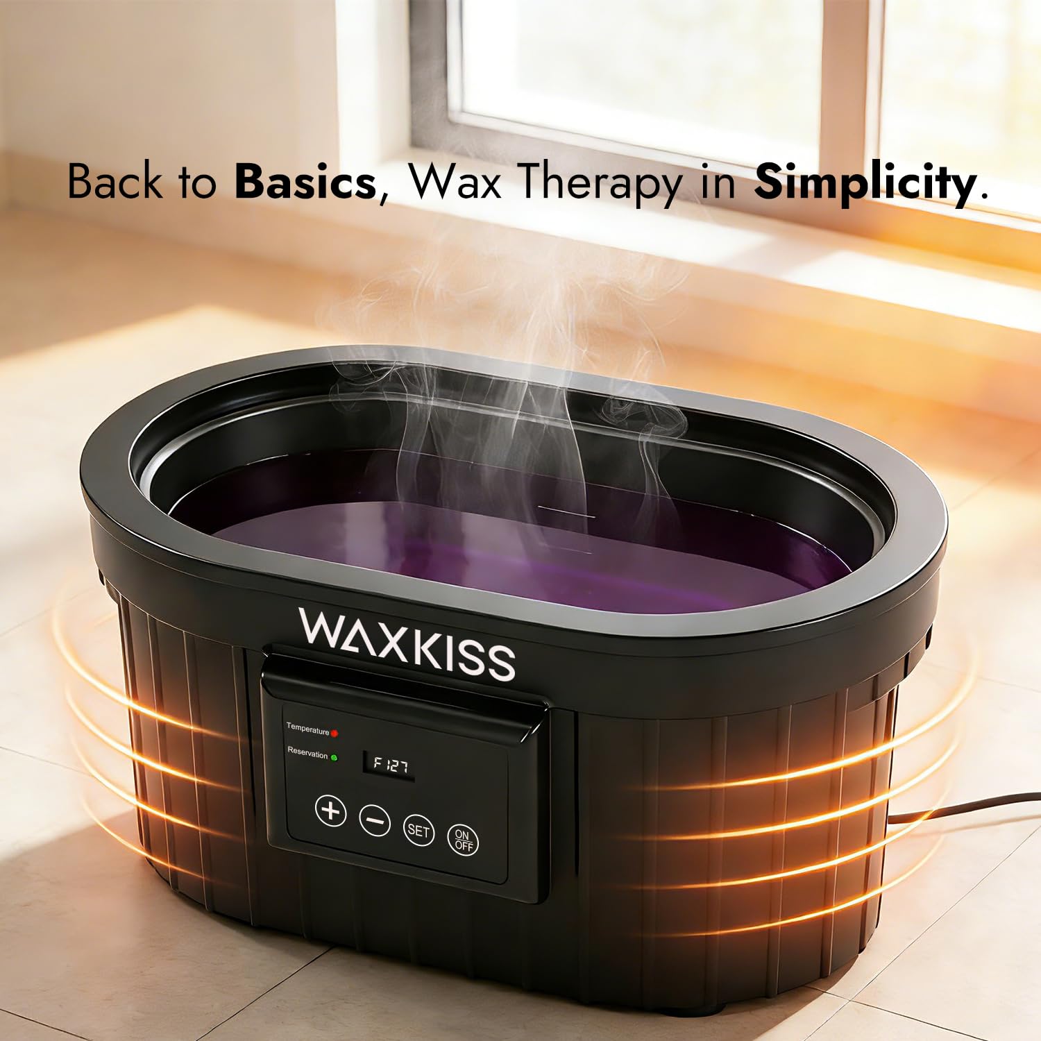 Waxkiss hand and foot wax heater kit layout detailing the complete collection of professional spa accessories.