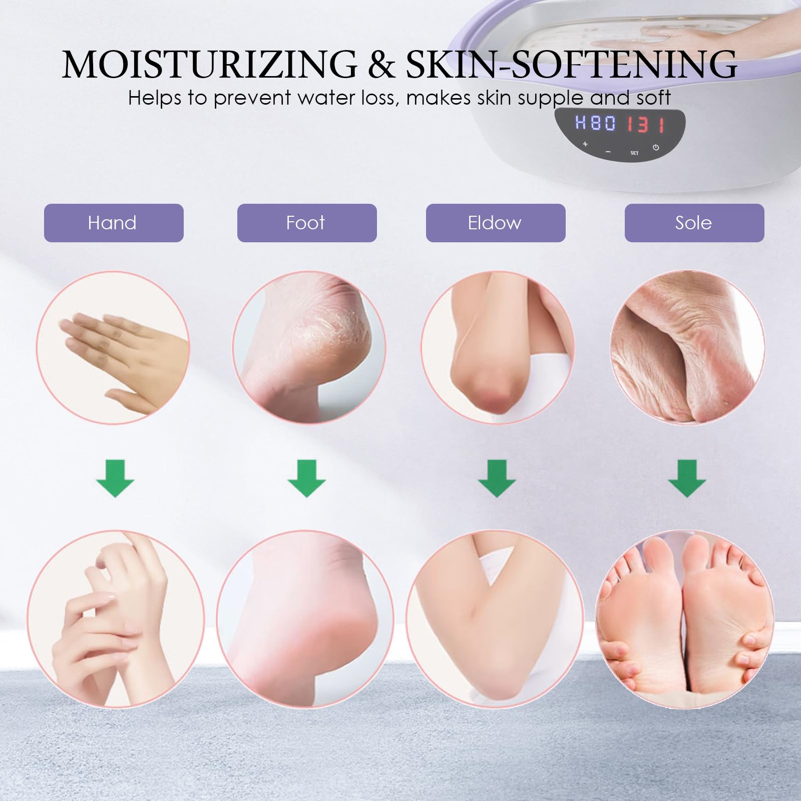 Paraffini paraffin bath moisturizing accessories including plastic glove liners and cloth mitts