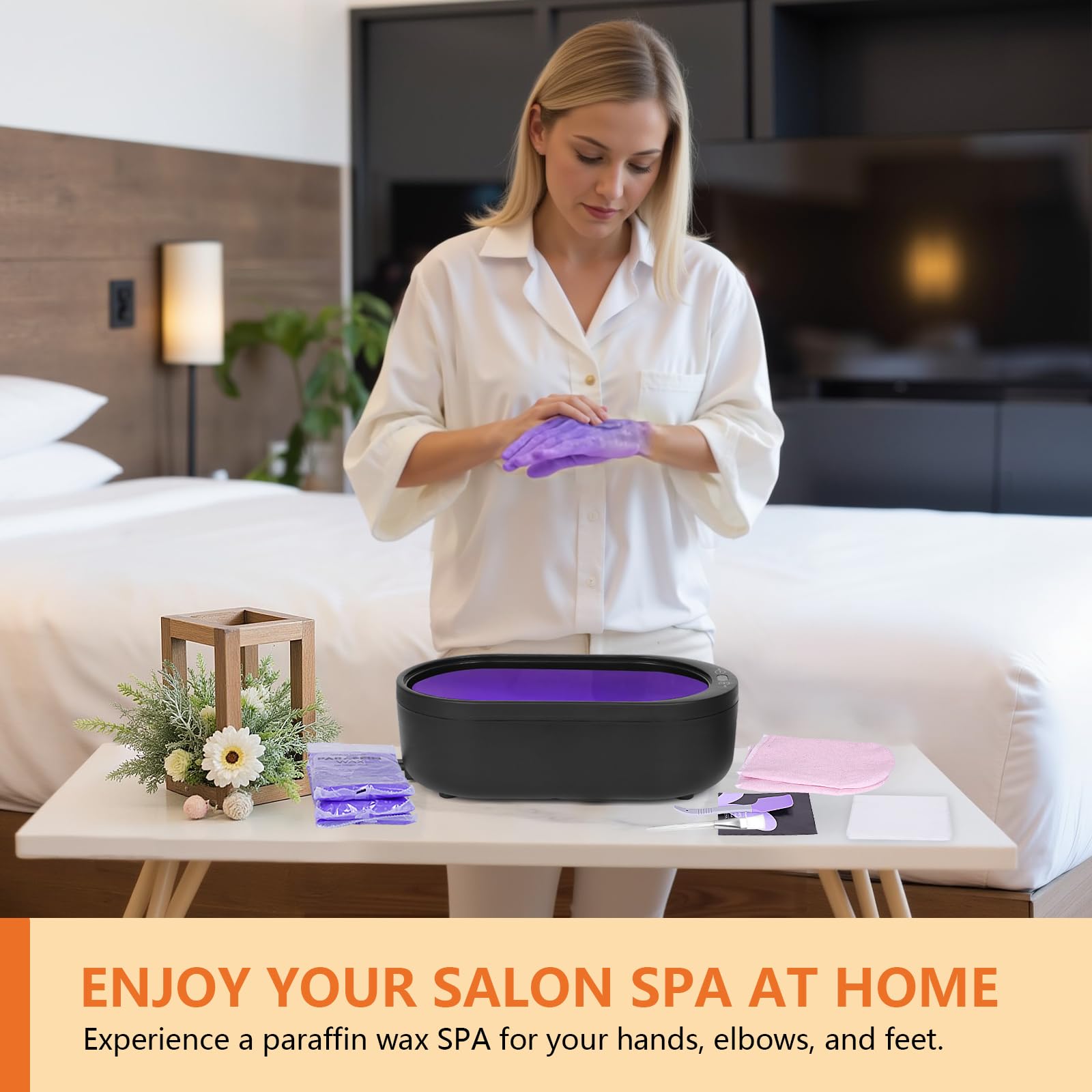 Paraffin wax bath treatment for hands and feet with lavender refills