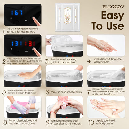 Thermal heat therapy session using elegant paraffin wax bath for muscle fatigue relief