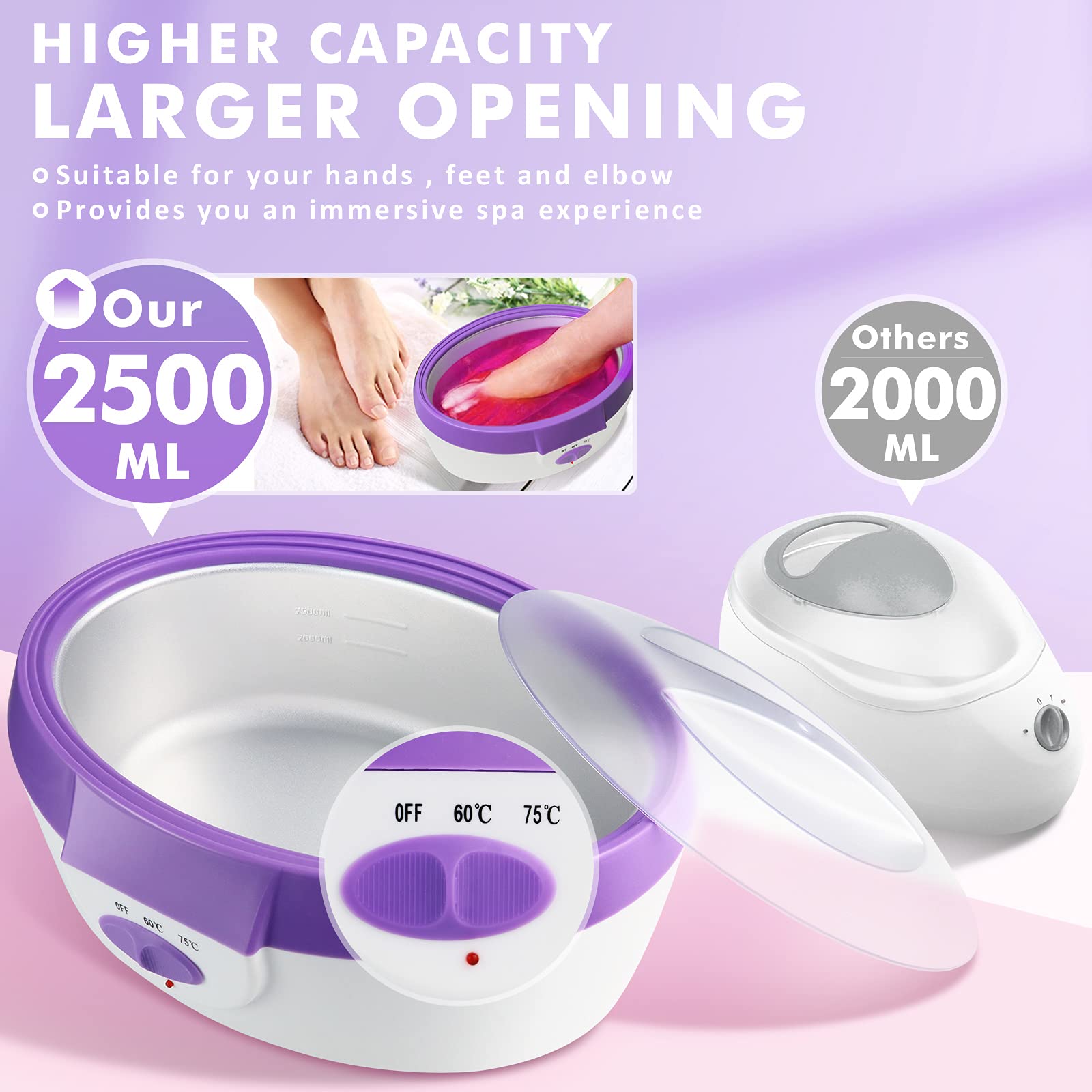 Ejiubas paraffin wax machine kit showing included thermal mitts and booties