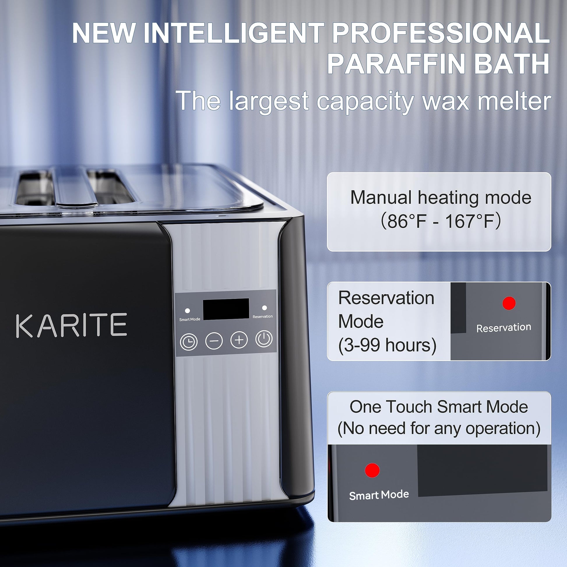 KARITE Paraffin Wax Therapy setup with melted wax inside the alloy heating chamber.