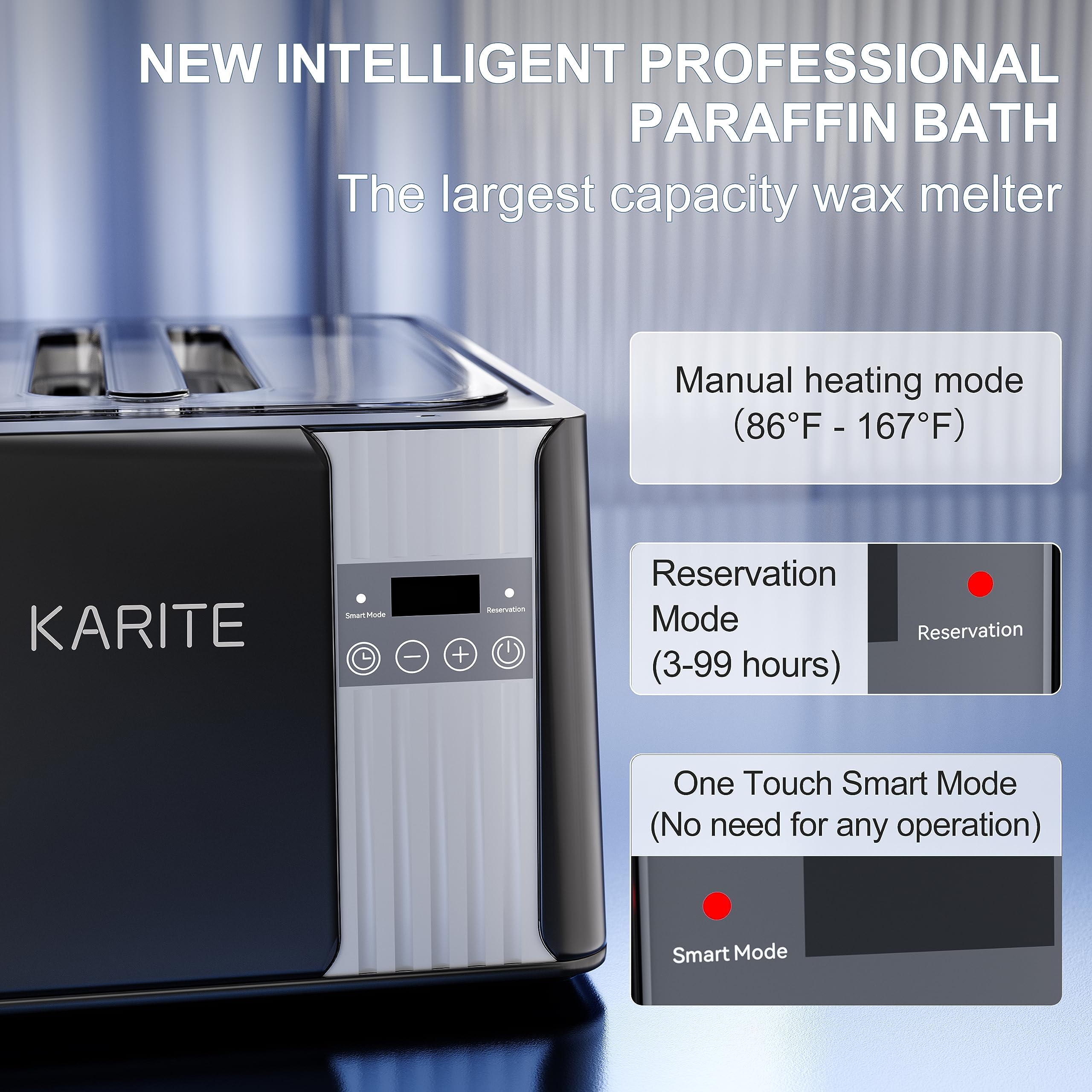 KARITE Paraffin Wax Therapy setup with melted wax inside the alloy heating chamber.