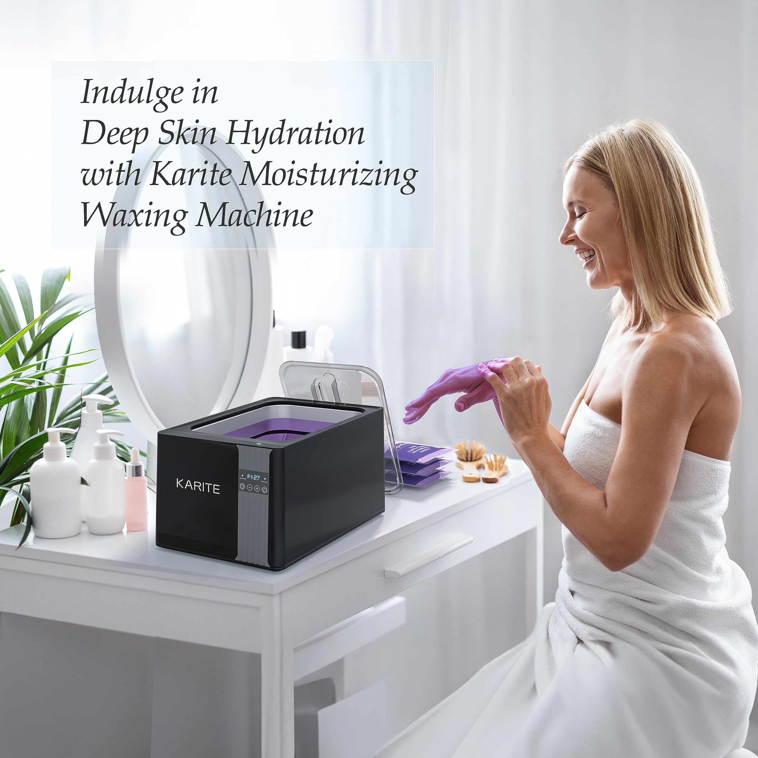 KARITE Paraffin Wax Machine complete spa kit containing sixteen pieces of high quality wax refills.