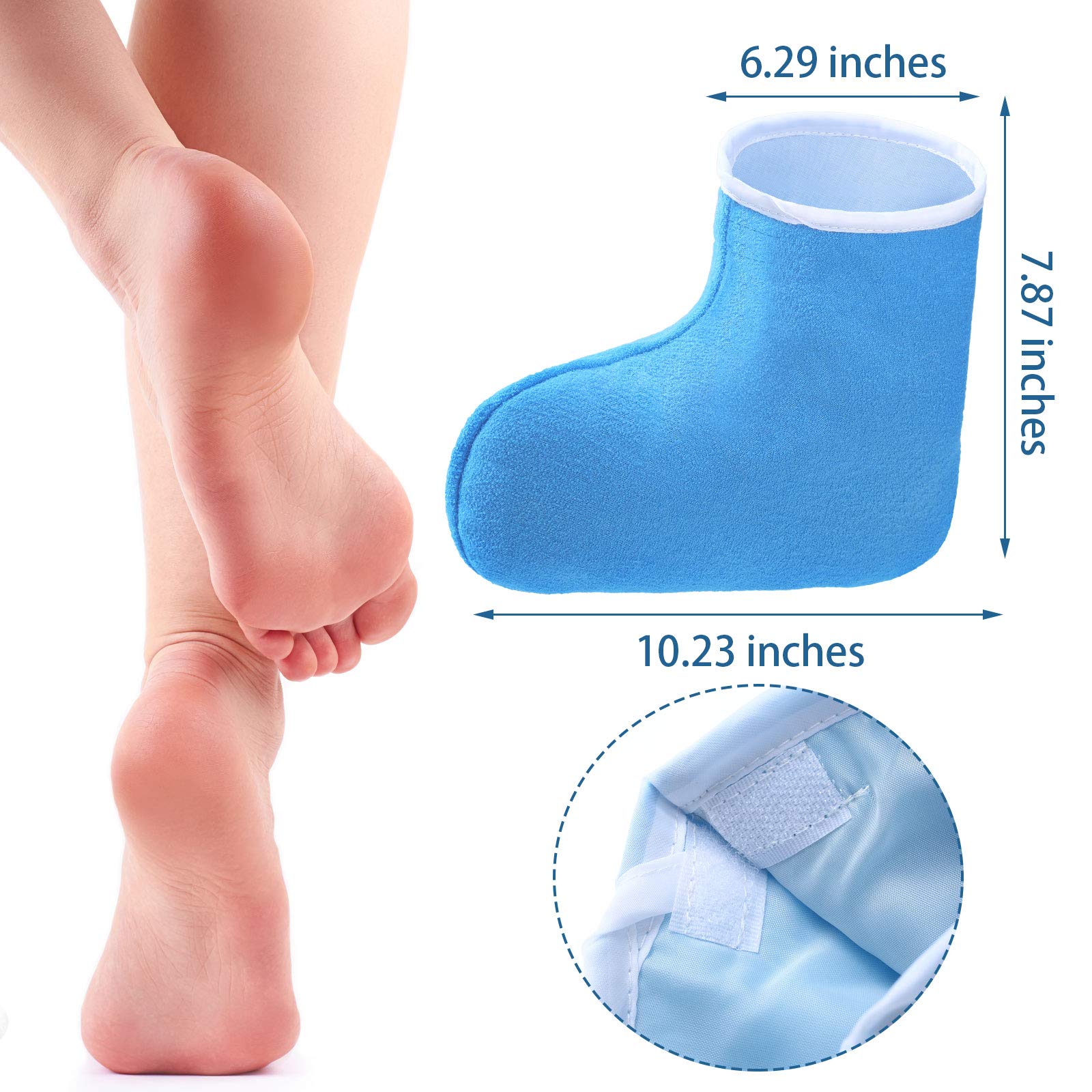 Thick cotton material close up of Geyoga paraffin bath foot mitts for thermal pedicure treatment.