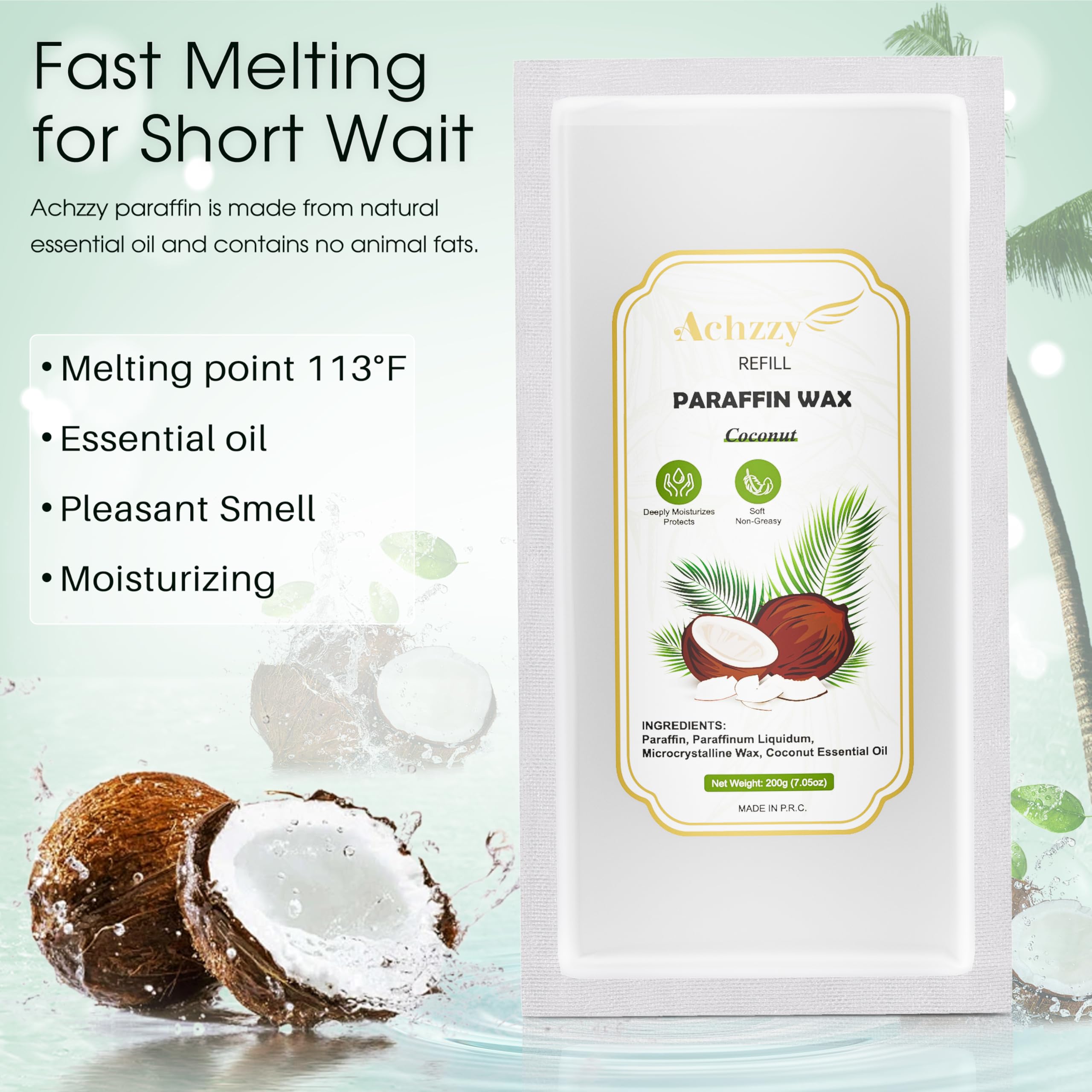Achzzy coconut scented paraffin bath blocks for intense hand and feet moisturizing