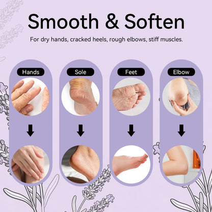 Individual blocks of purple lavender paraffin wax refills showing texture