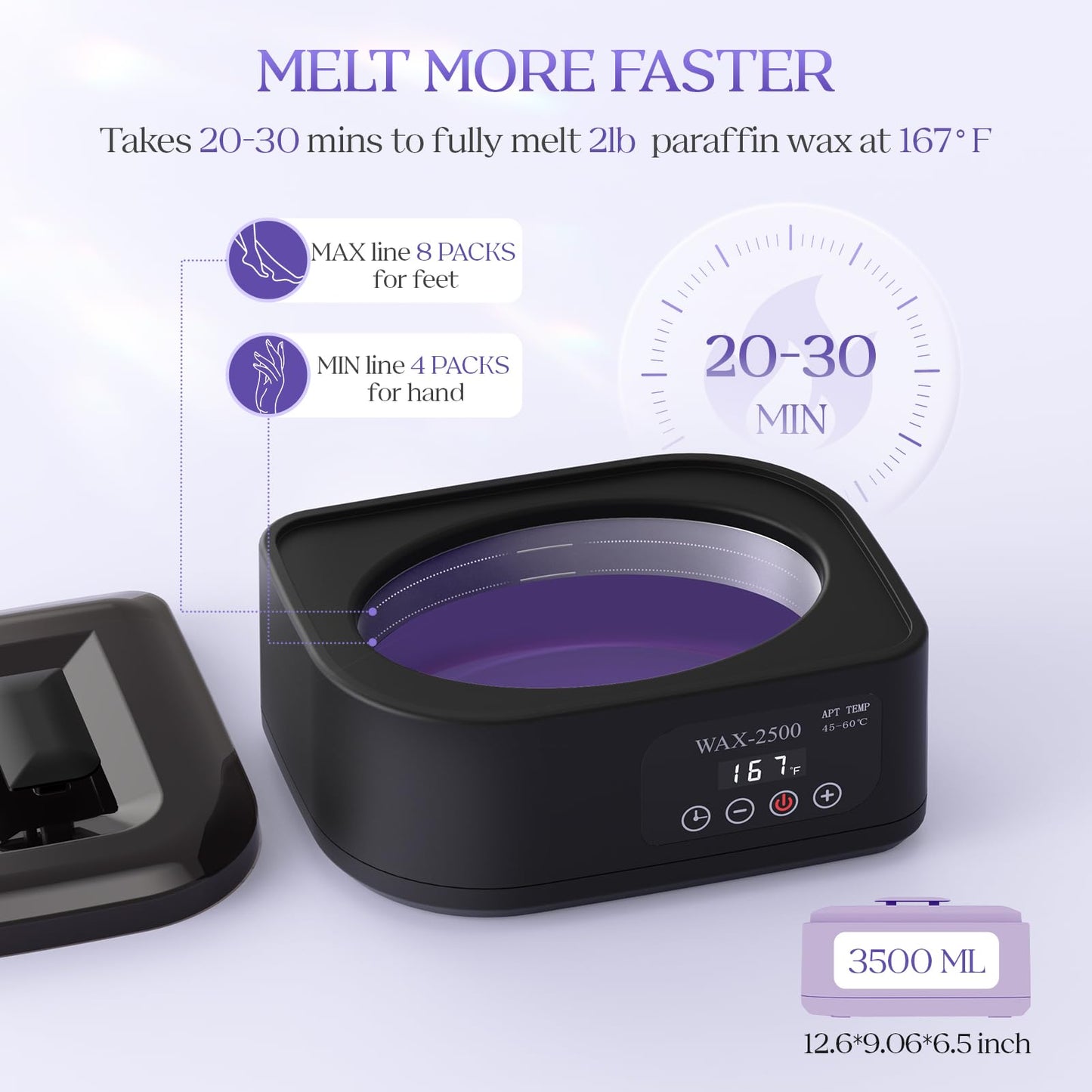 KXOPALYSS paraffin wax warmer internal tank chamber with a hand dipping inside