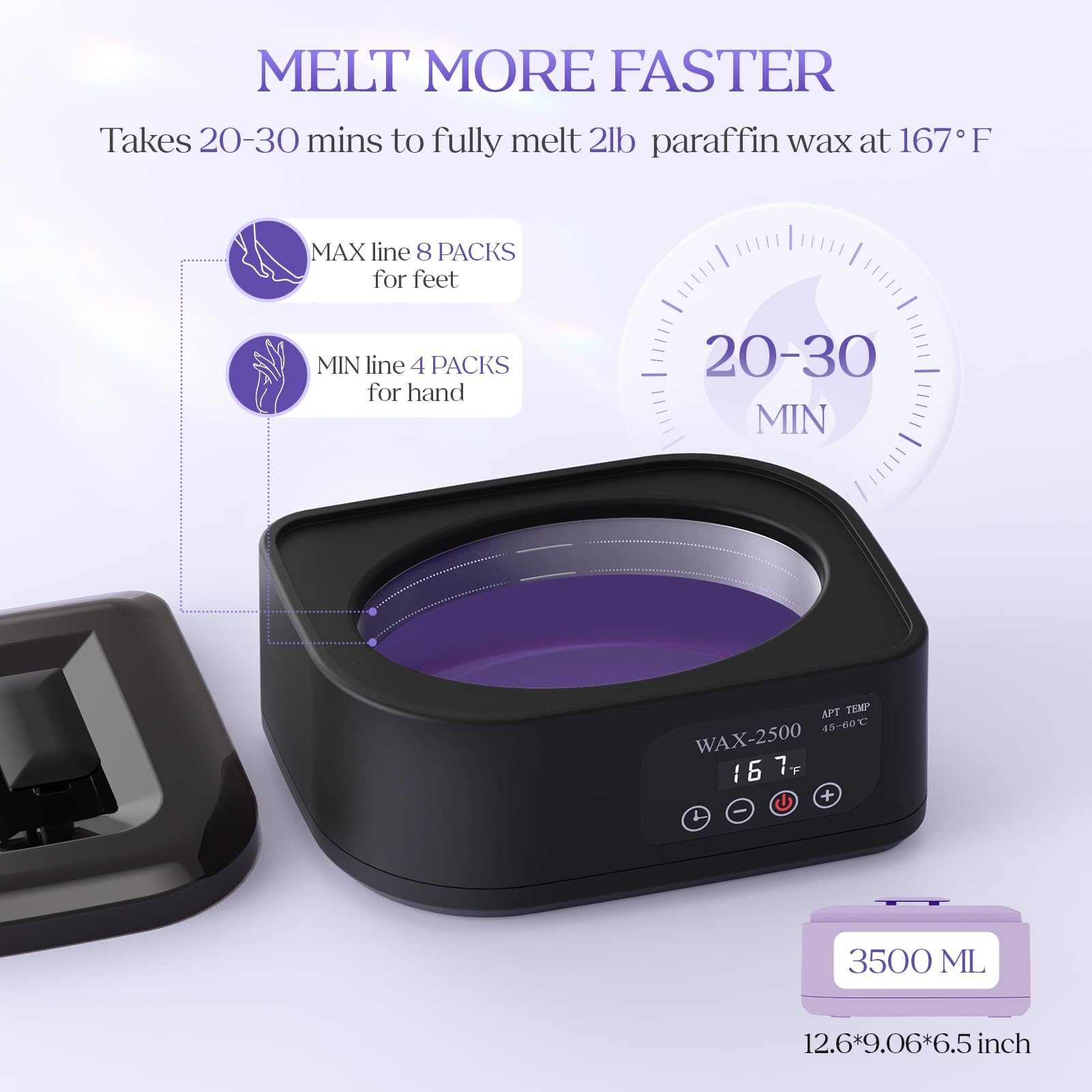 KXOPALYSS paraffin wax warmer internal tank chamber with a hand dipping inside