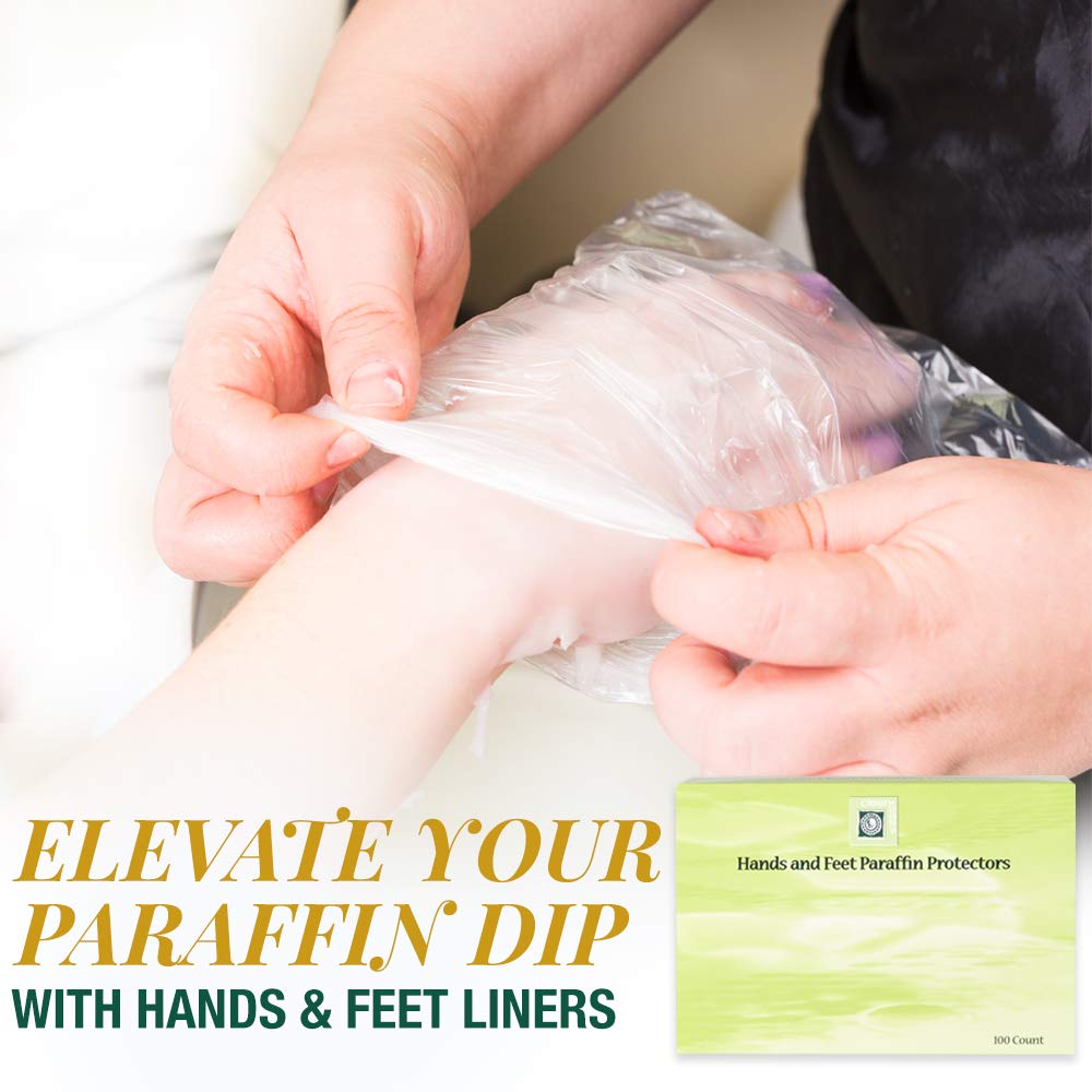 Disposable plastic paraffin liners for hands and feet showing the clear high-quality material.