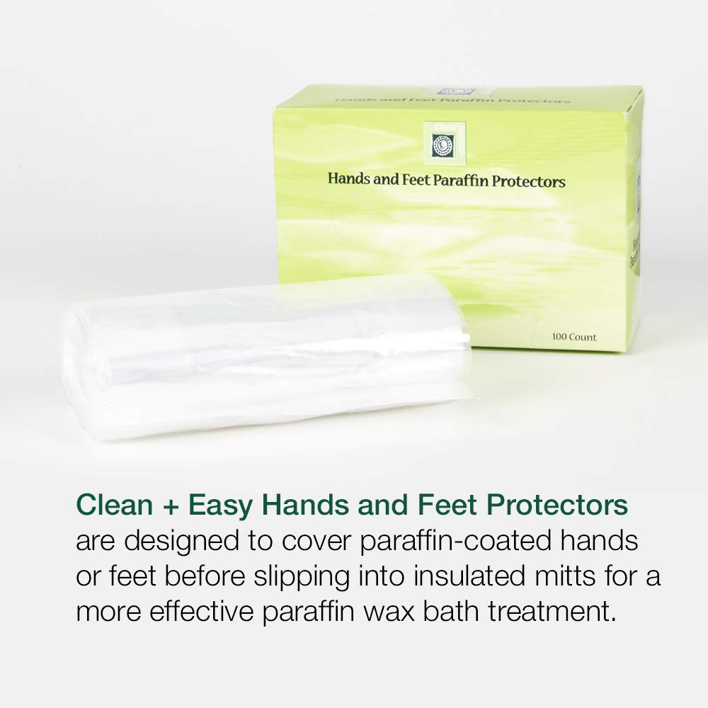 Spa-grade paraffin protectors being placed over a hand after a warm wax bath.